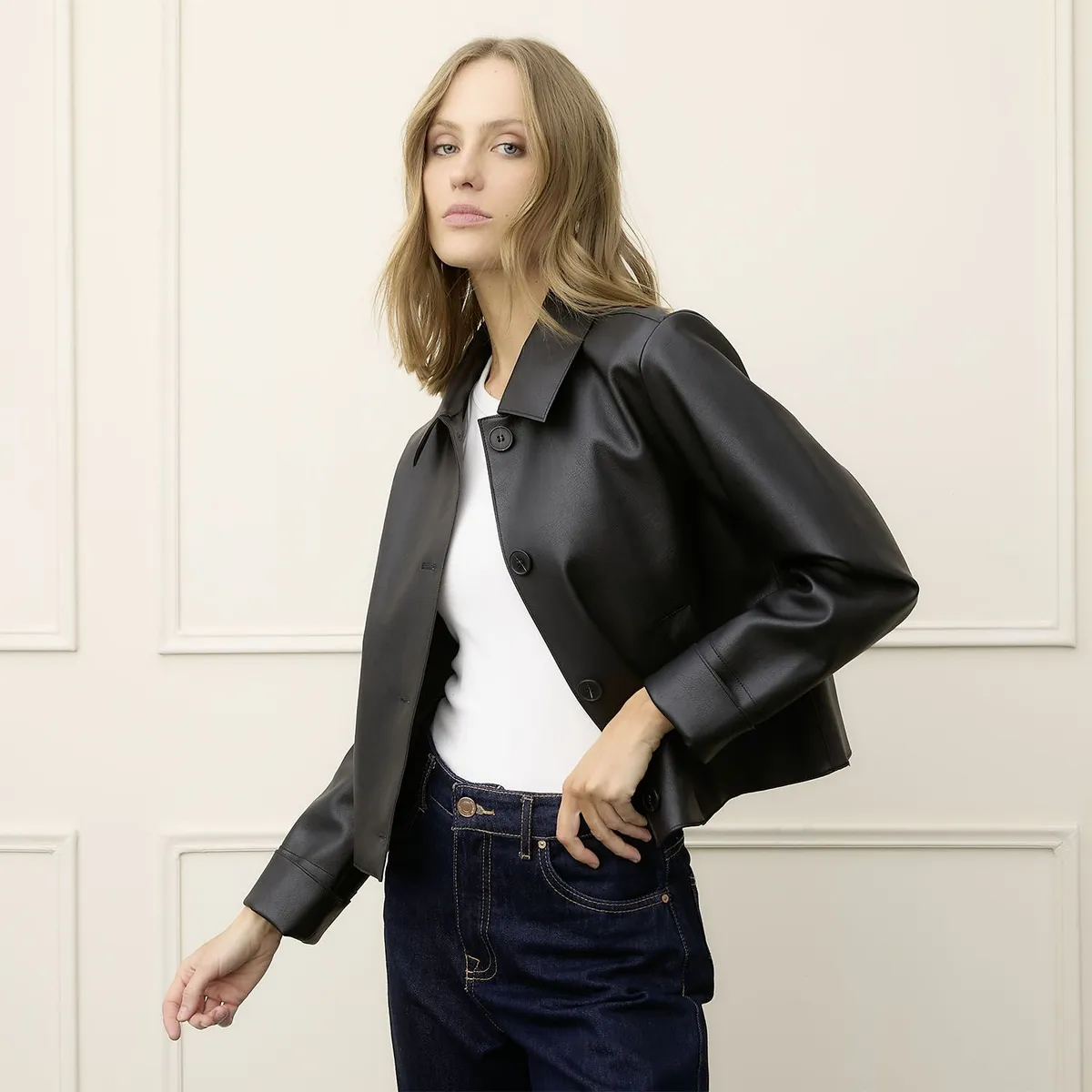 BASEMENT - Chaqueta Efecto cuero Mujer Basement