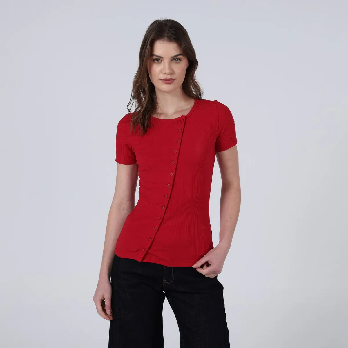 BASEMENT - Camiseta Mujer Manga corta de Algodón Basement