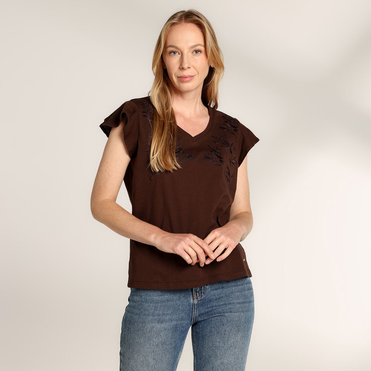 NEWPORT - Camiseta Mujer Bolero Manga Corta De Algodón Newport
