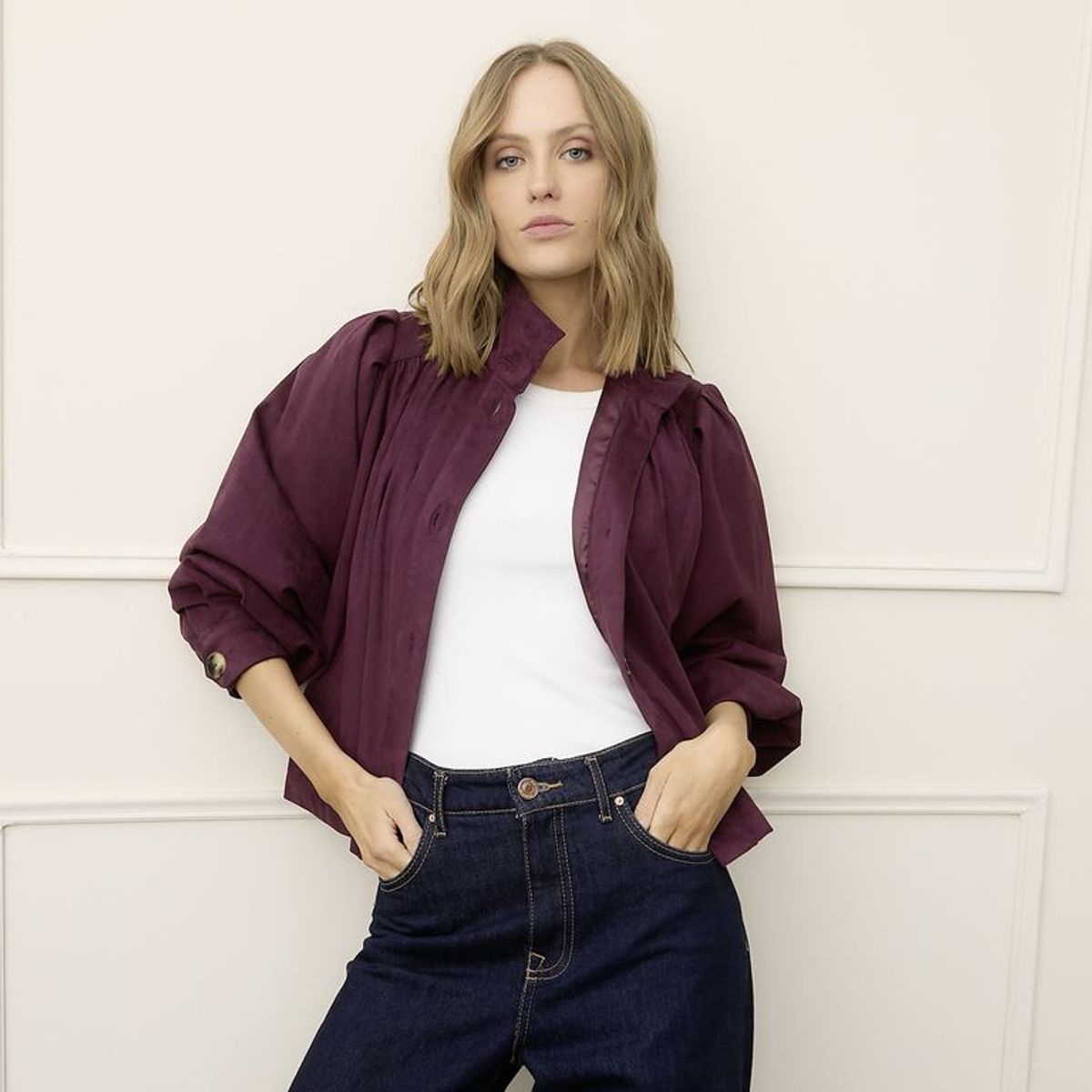 BASEMENT - Chaqueta Mujer Efecto Cuero  Basement