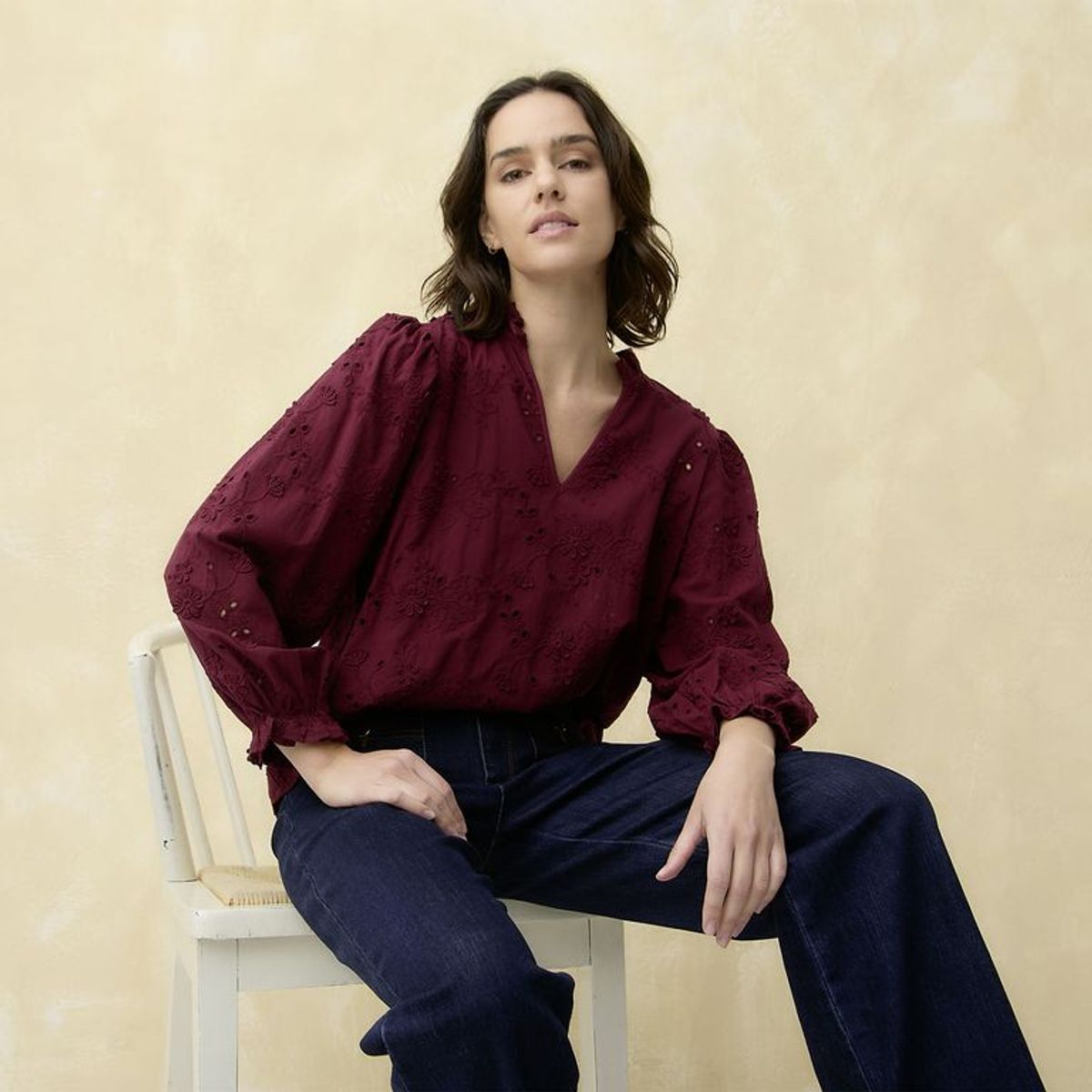 UNIVERSITY CLUB - Blusa Mujer Bordado Manga larga de Algodón University Club