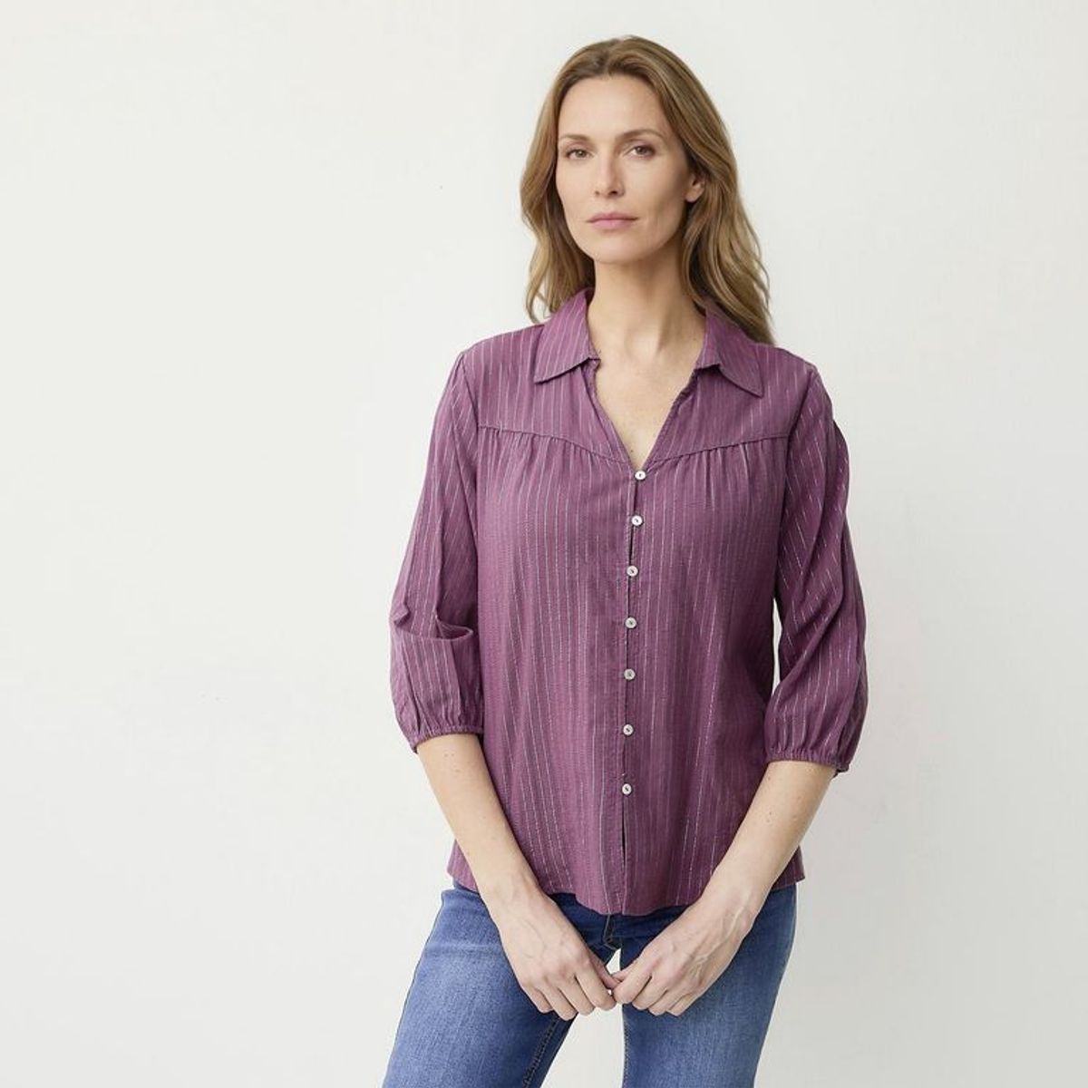 NEWPORT - Blusa Mujer Manga 3/4de Algodón Newport