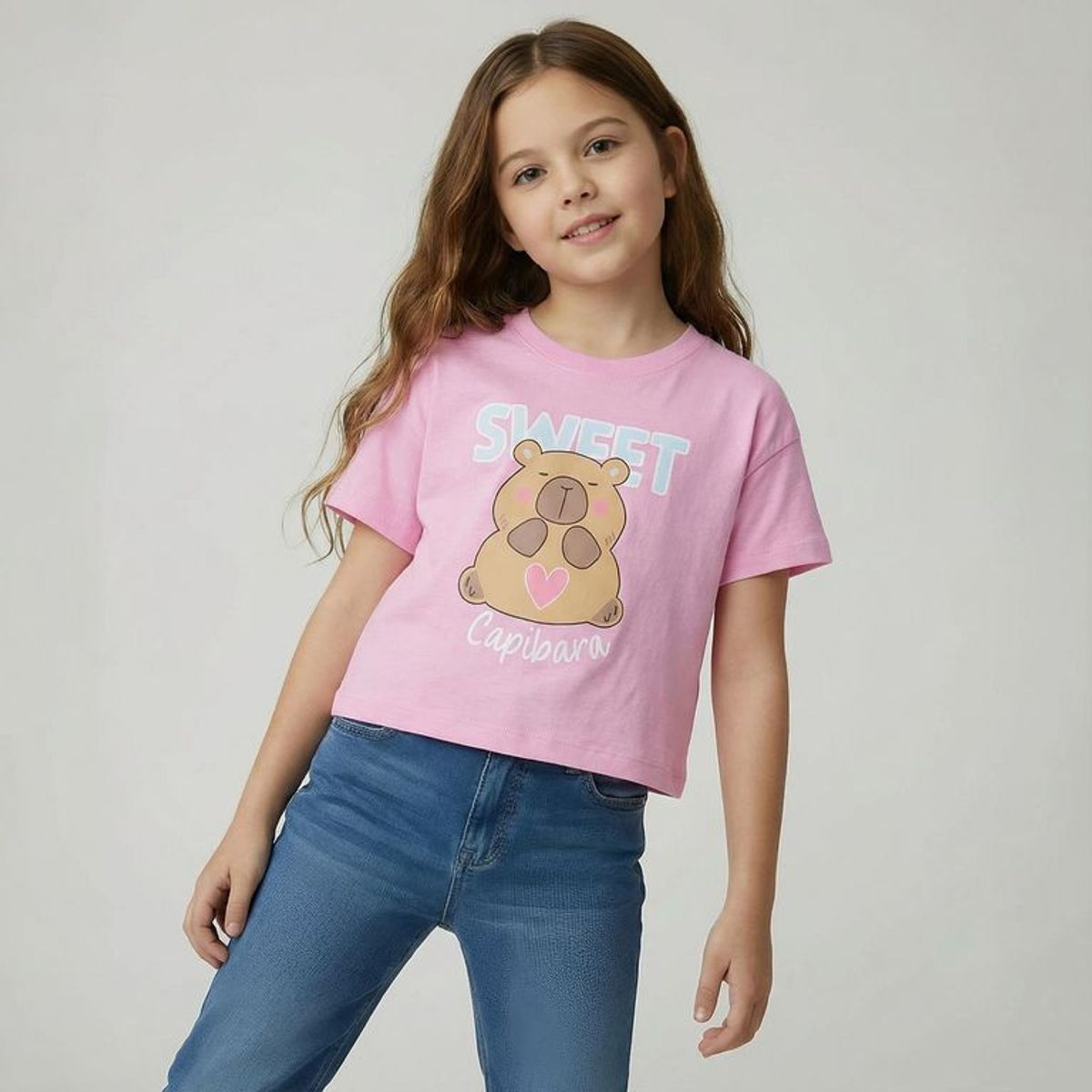 YAMP - Camiseta para Niña con Estampado de Algodón Yamp