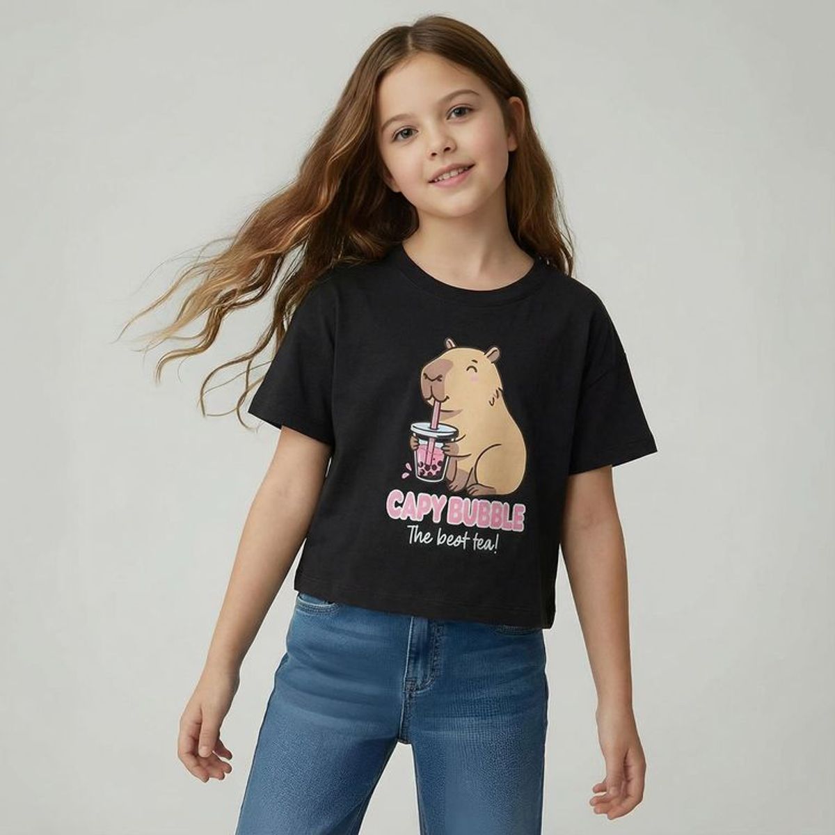 YAMP - Camiseta para Niña con Estampado de Algodón Yamp