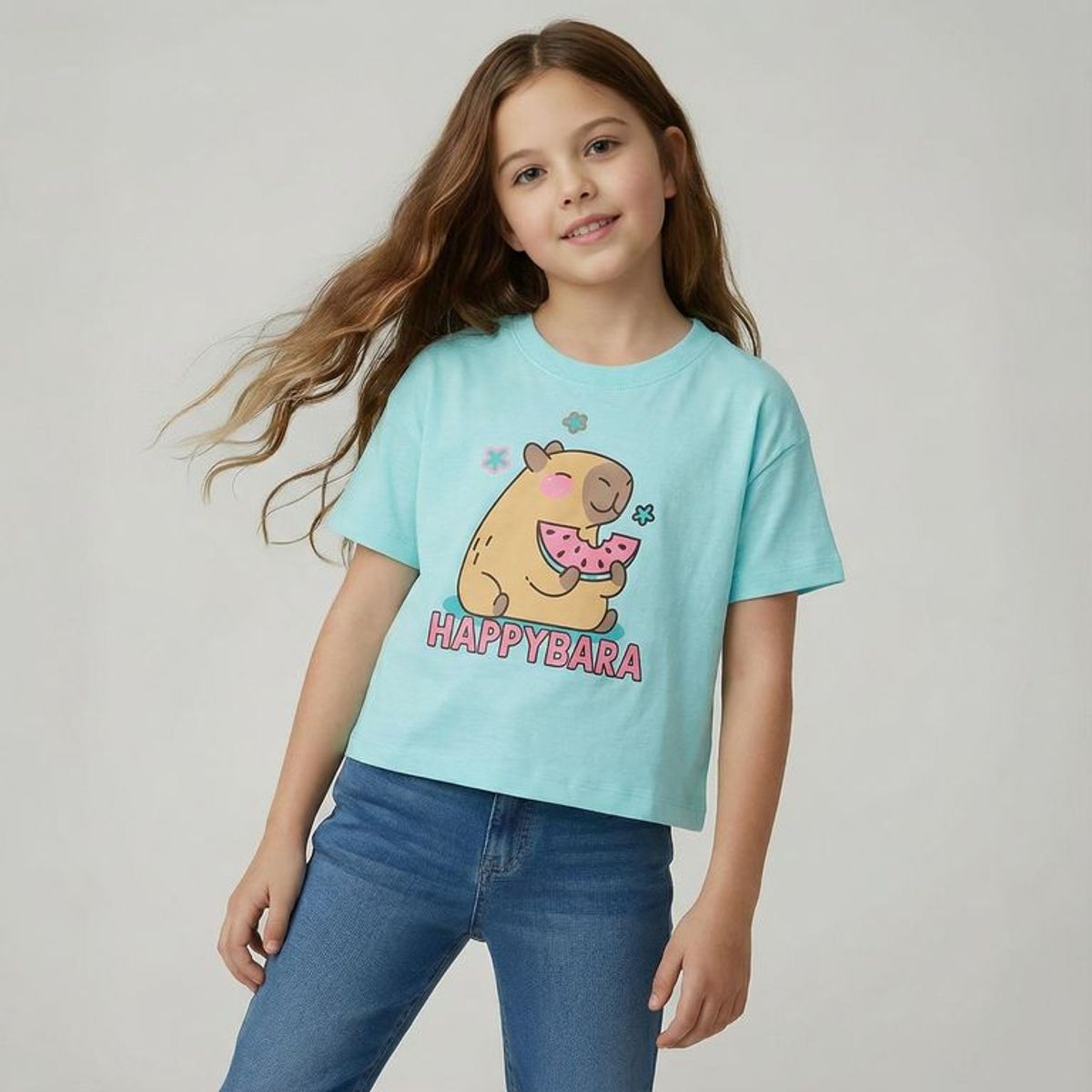 YAMP - Camiseta para Niña con Estampado de Algodón Yamp