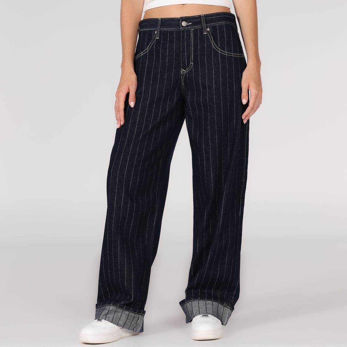 SYBILLA - Jean Wide leg Mujer Tiro Medio de Algodón Sybilla