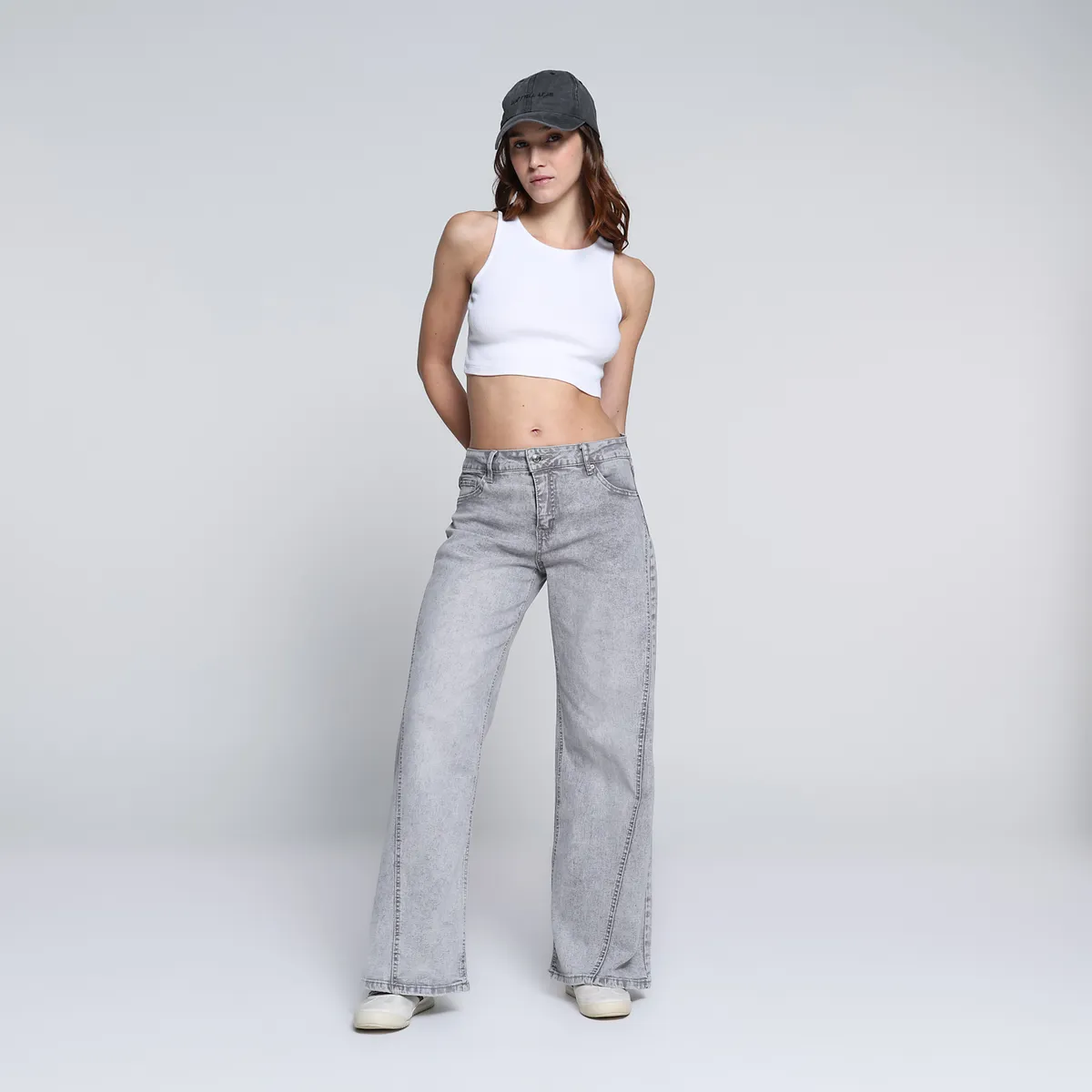 SYBILLA - Pantalón Wide leg Mujer Tiro medio de Algodón Sybilla