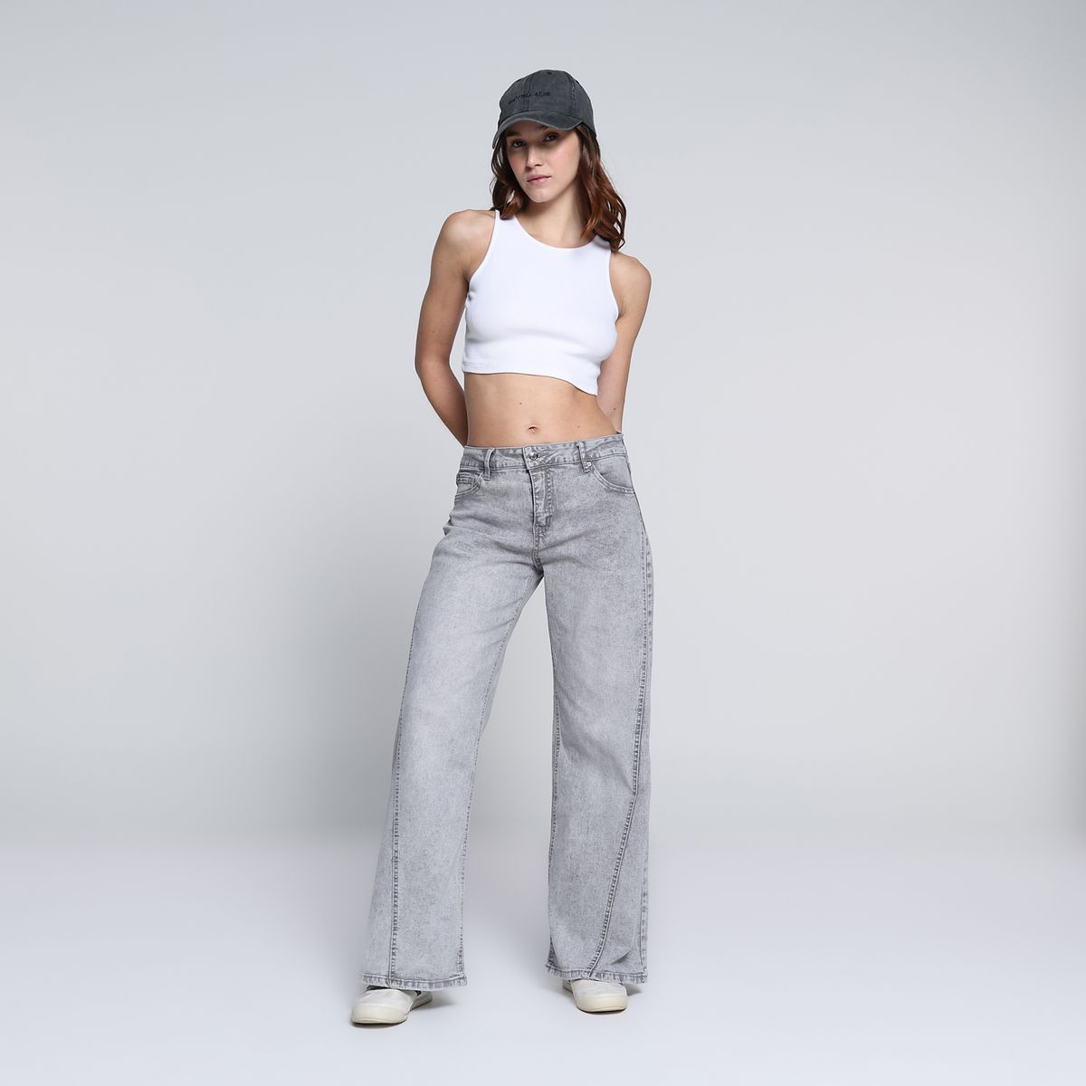 SYBILLA - Pantalón Wide leg Mujer Tiro medio de Algodón Sybilla