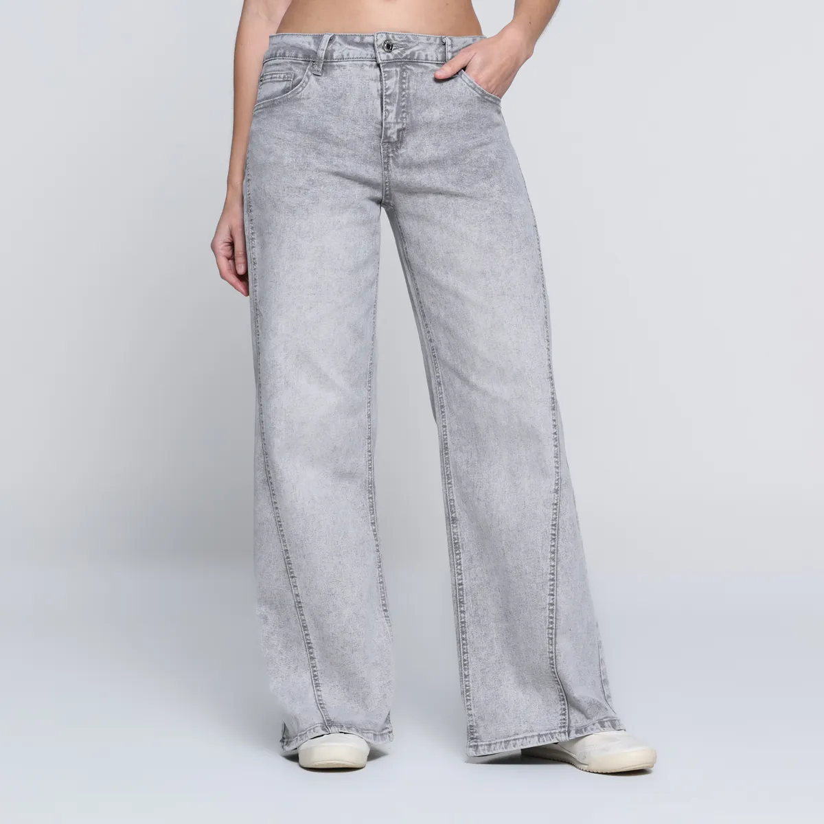 SYBILLA - Pantalón Wide leg Mujer Tiro medio de Algodón Sybilla