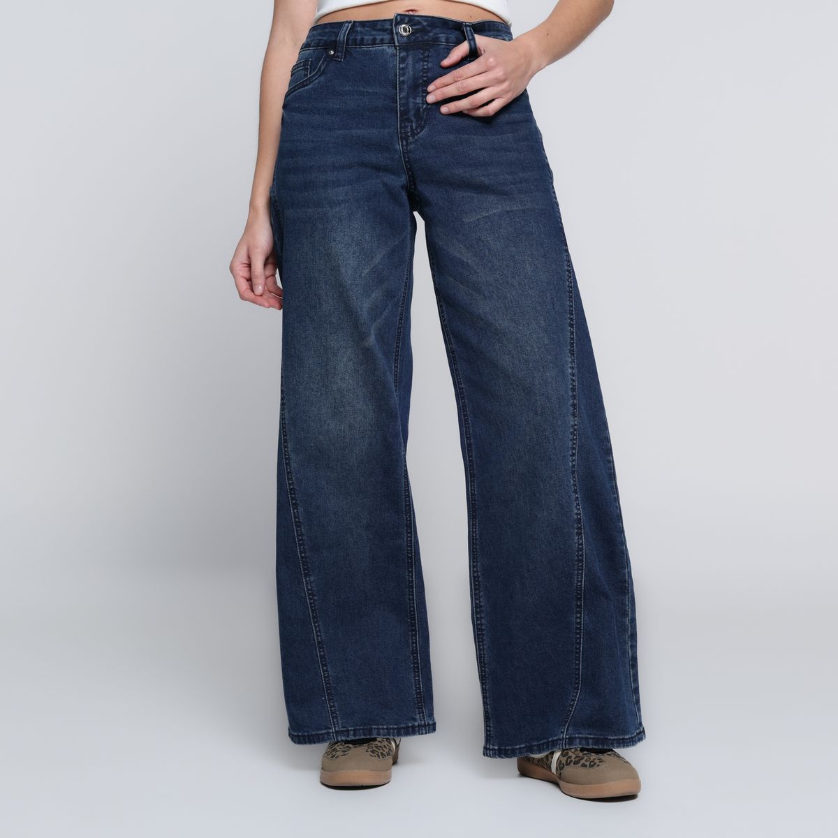 SYBILLA - Pantalón Wide leg Mujer Tiro medio de Algodón Sybilla