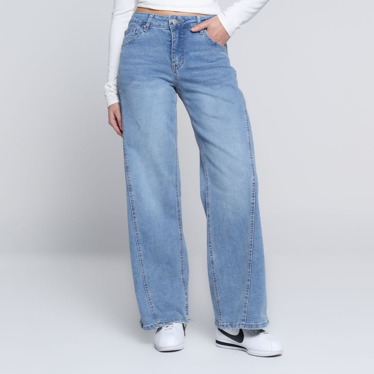 SYBILLA - Pantalón Wide leg Mujer Tiro medio de Algodón Sybilla