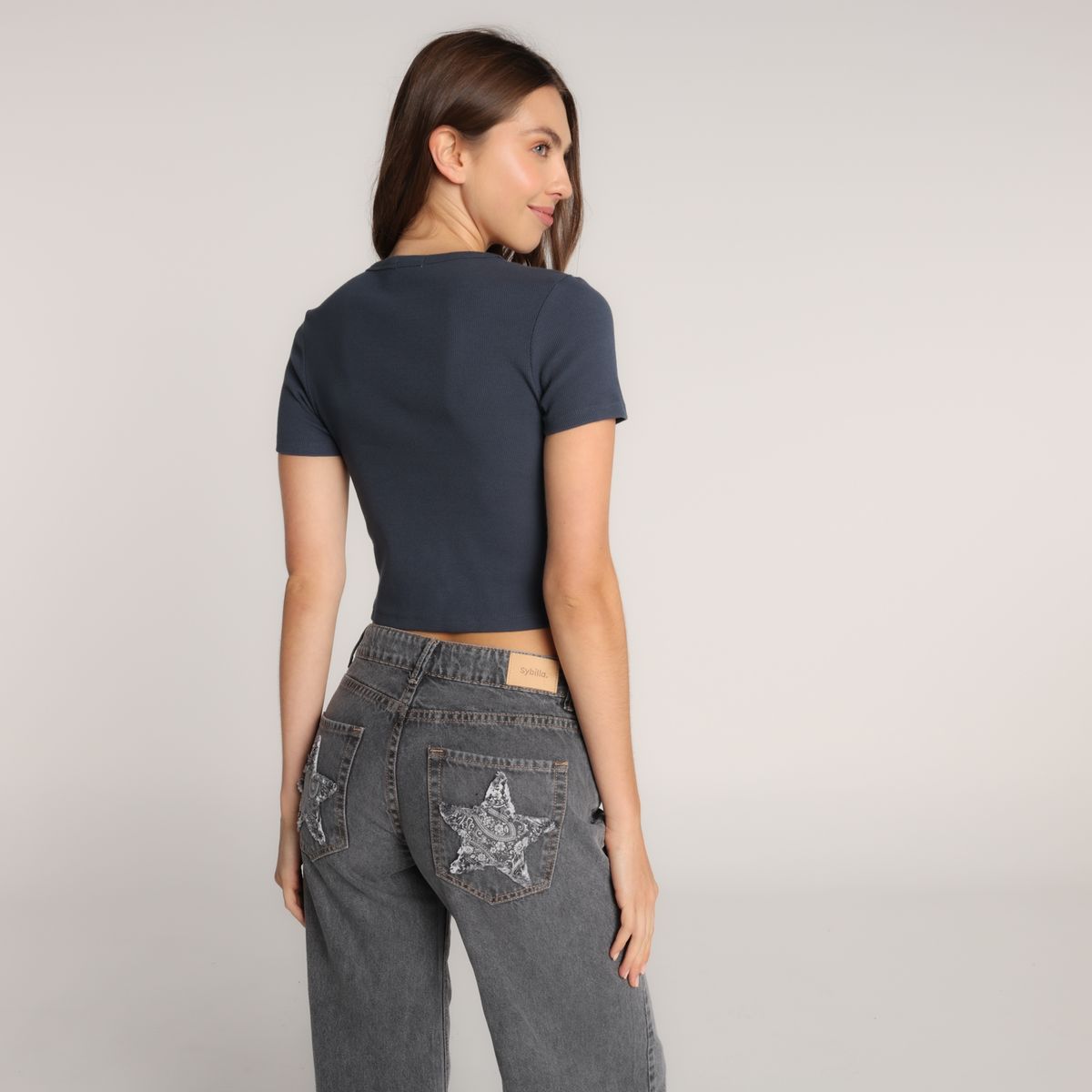 SYBILLA - Camiseta Mujer Manga corta de Algodón Sybilla