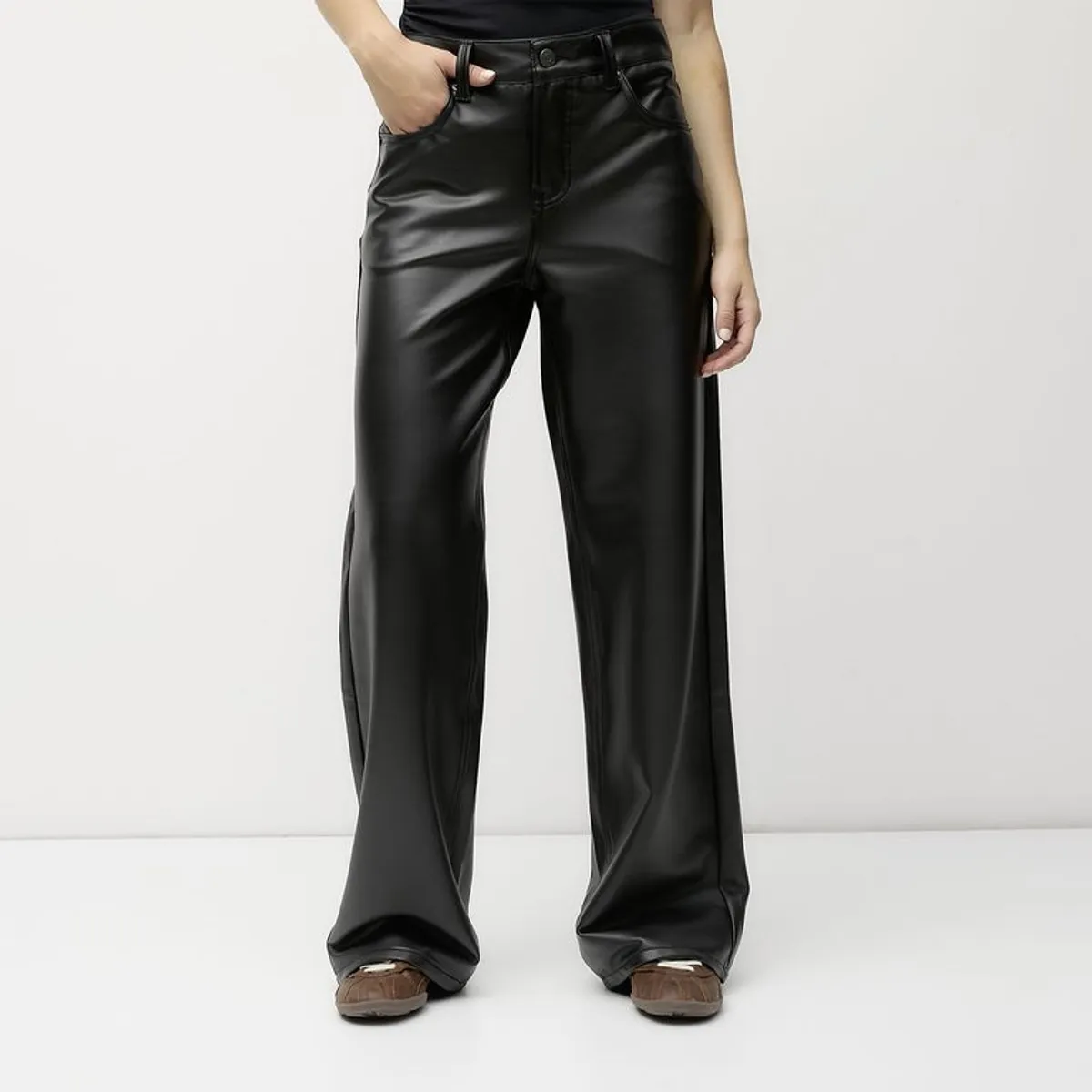 SYBILLA - Pantalón Mujer Tiro medio Efecto cuero Sybilla