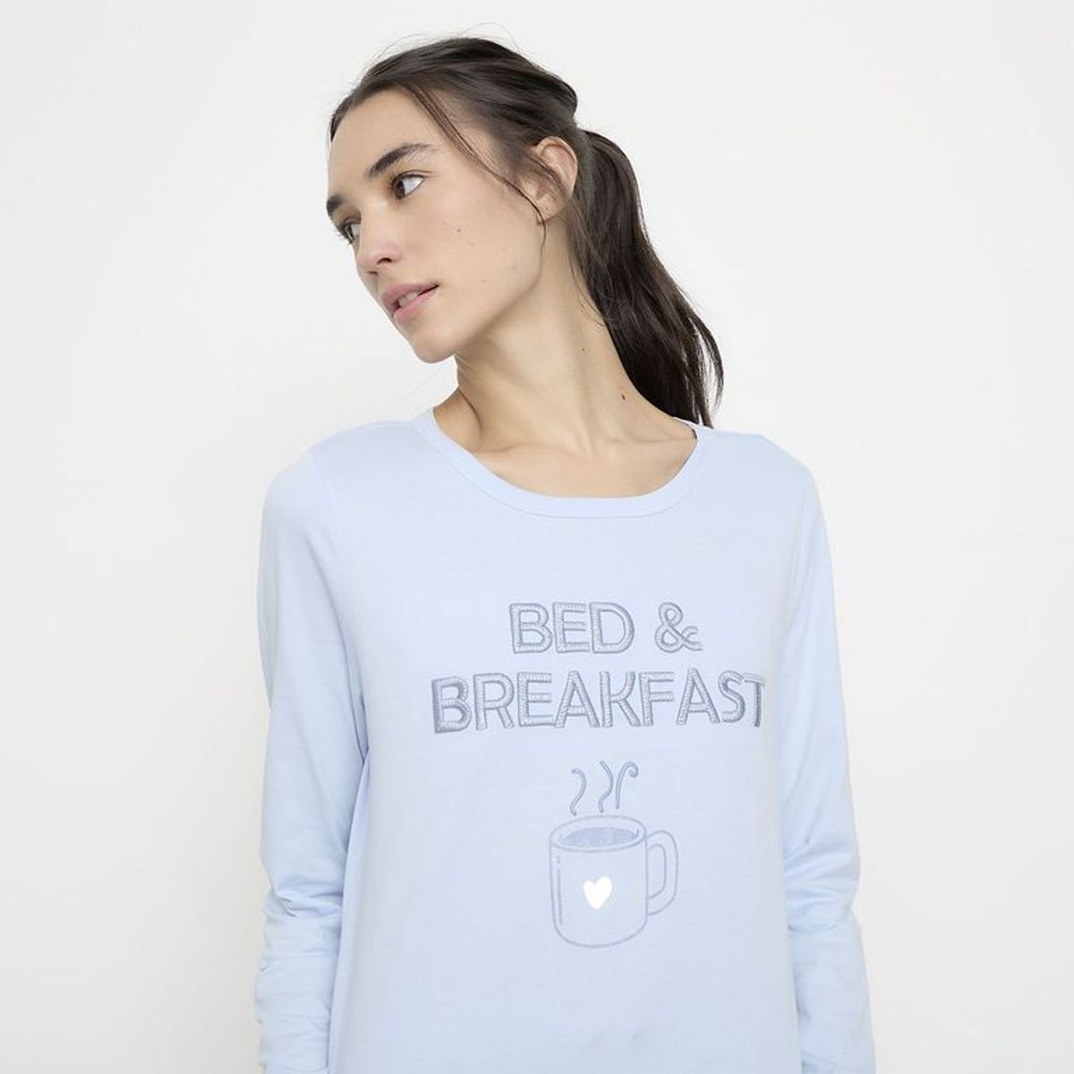 SYBILLA - Camiseta de pijama para Mujer Manga larga  de Algodón Sybilla