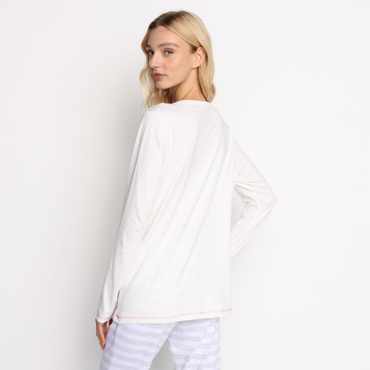 SYBILLA - Camiseta de pijama para Mujer Manga larga  de Algodón Sybilla