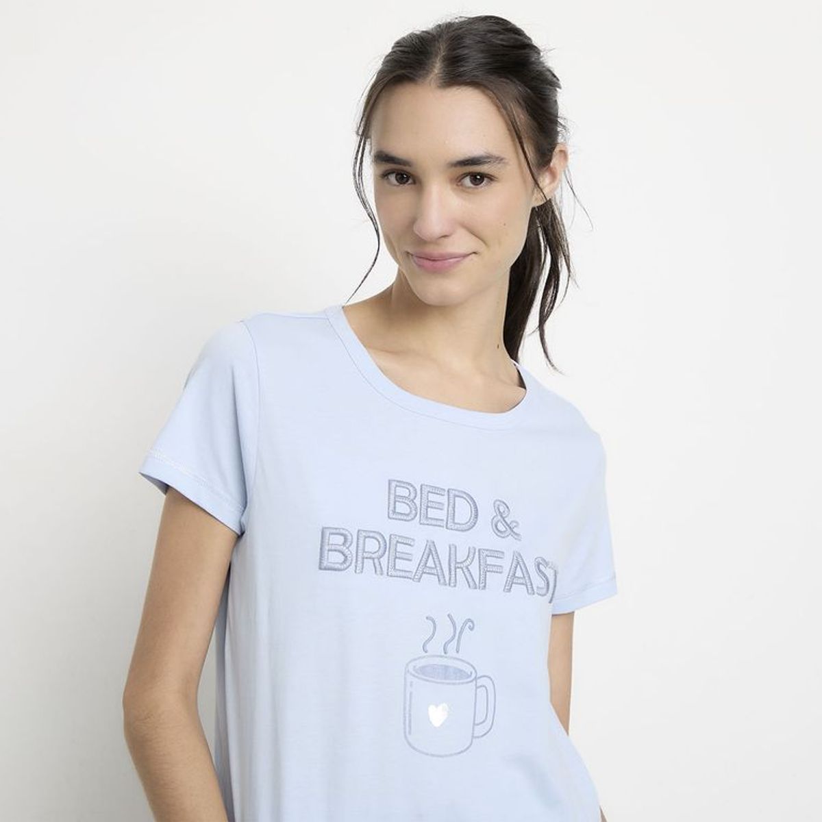SYBILLA - Camiseta de pijama para Mujer Manga corta  de Algodón Sybilla 