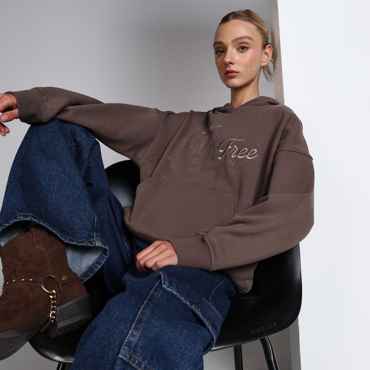 DENIMLAB - Hoodie Mujer con Estampado de Algodón Denimlab
