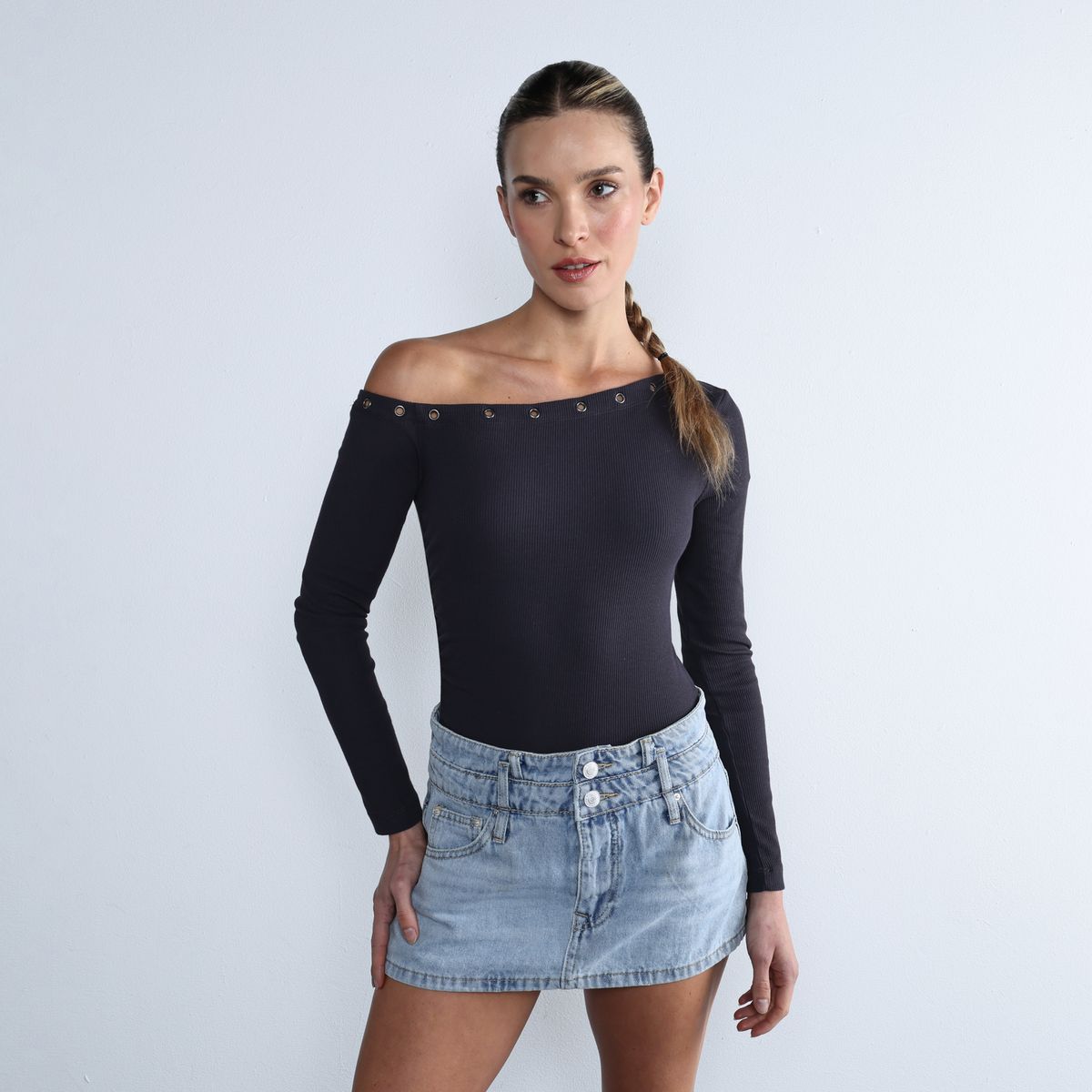 DENIMLAB - Falda de jean Mini Mujer de Algodón Denimlab