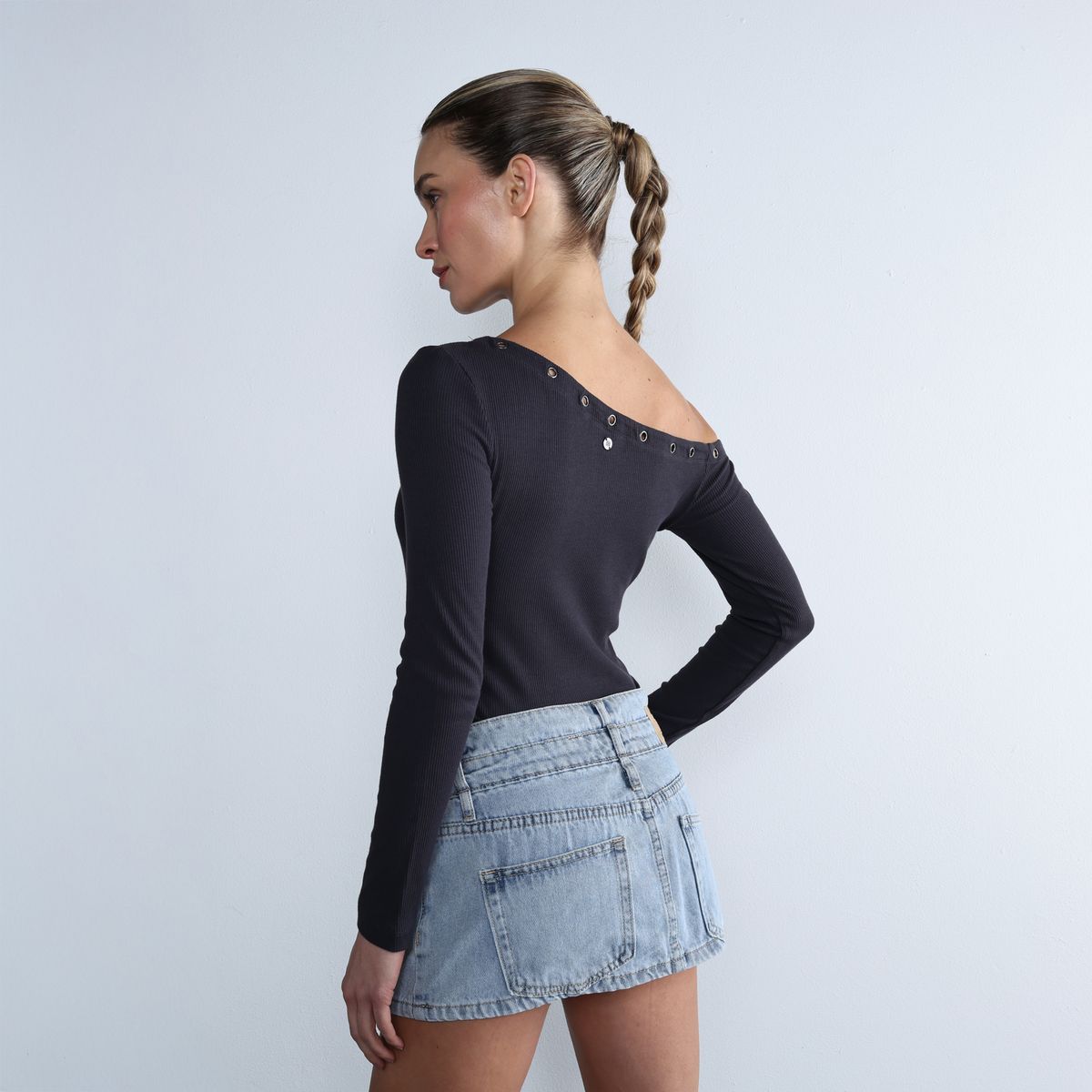 DENIMLAB - Falda de jean Mini Mujer de Algodón Denimlab