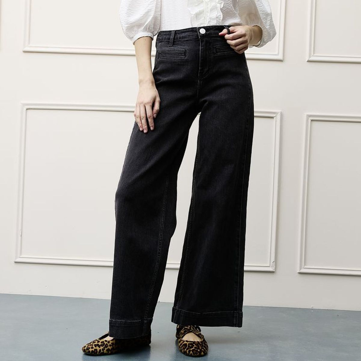BASEMENT - Jean Wide leg Mujer Tiro medio de Algodón Basement