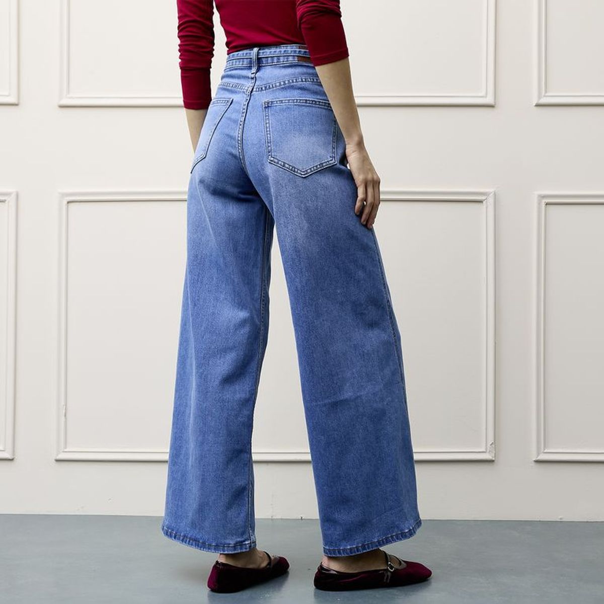 BASEMENT - Jean Wide leg Mujer Tiro medio de Algodón Basement