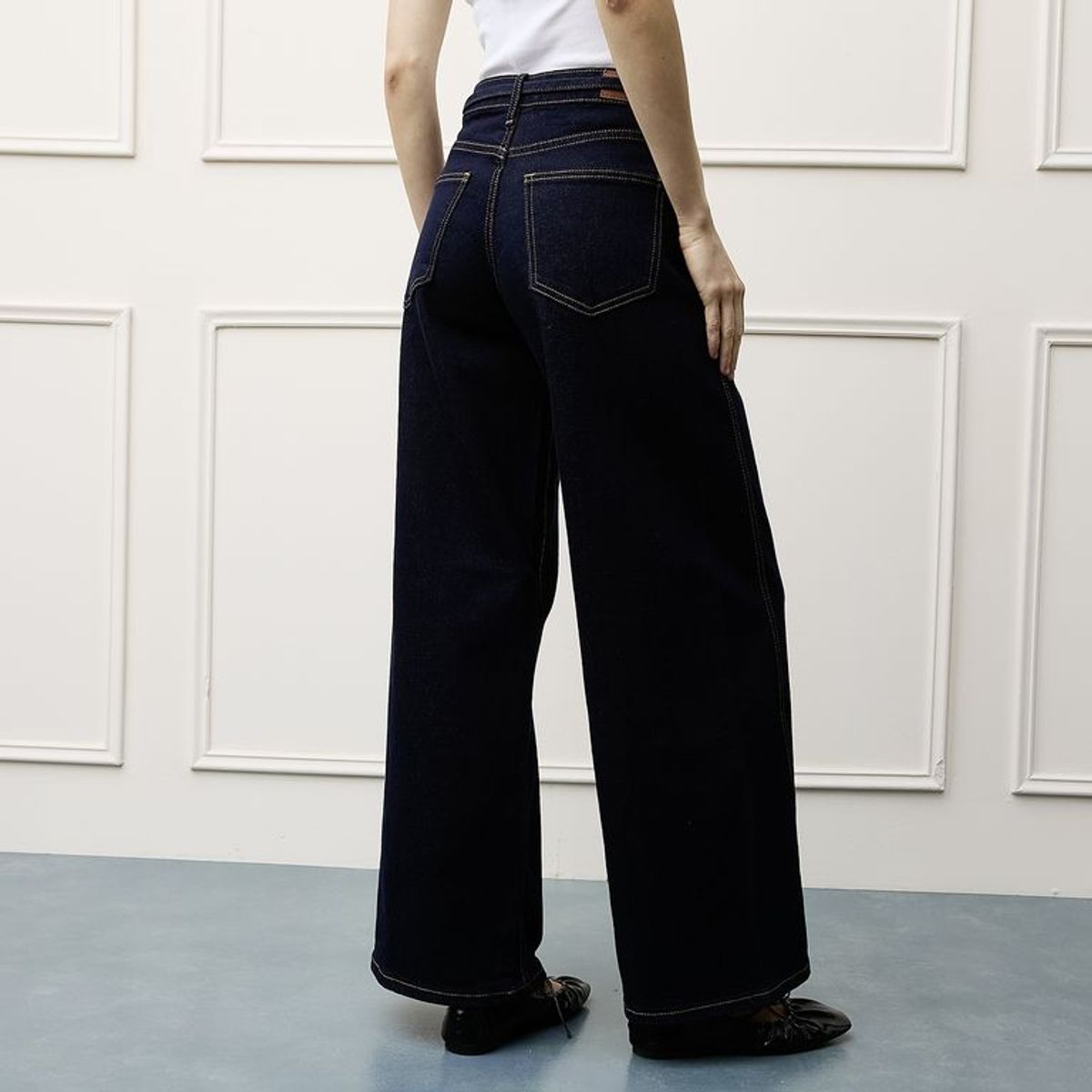 BASEMENT - Jean Wide leg Mujer Tiro medio de Algodón Basement