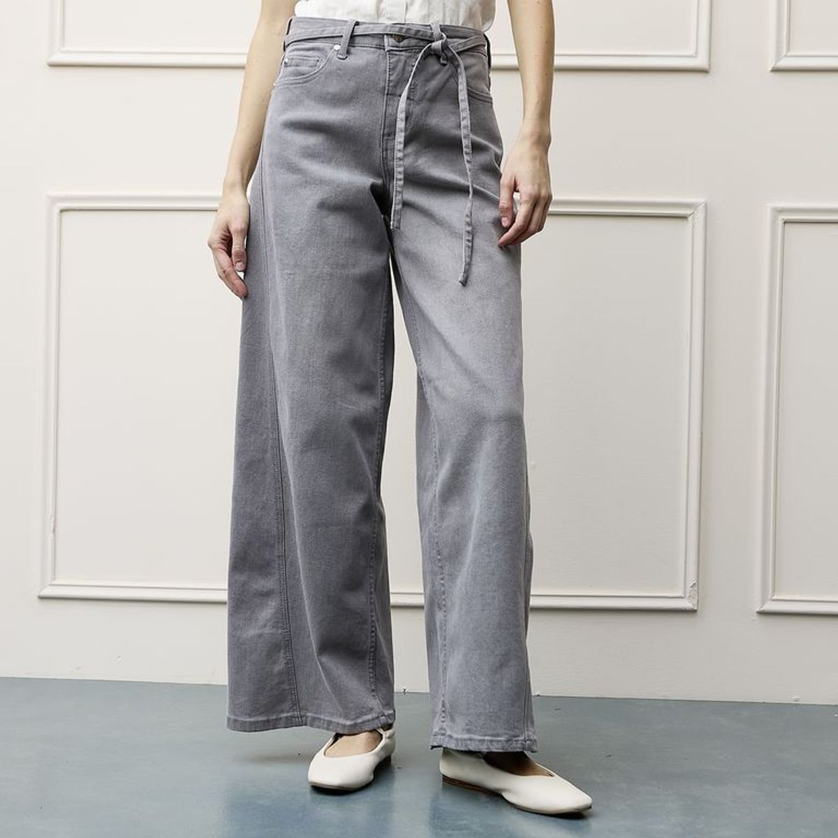 BASEMENT - Jean Wide leg Mujer Tiro medio de Algodón Basement