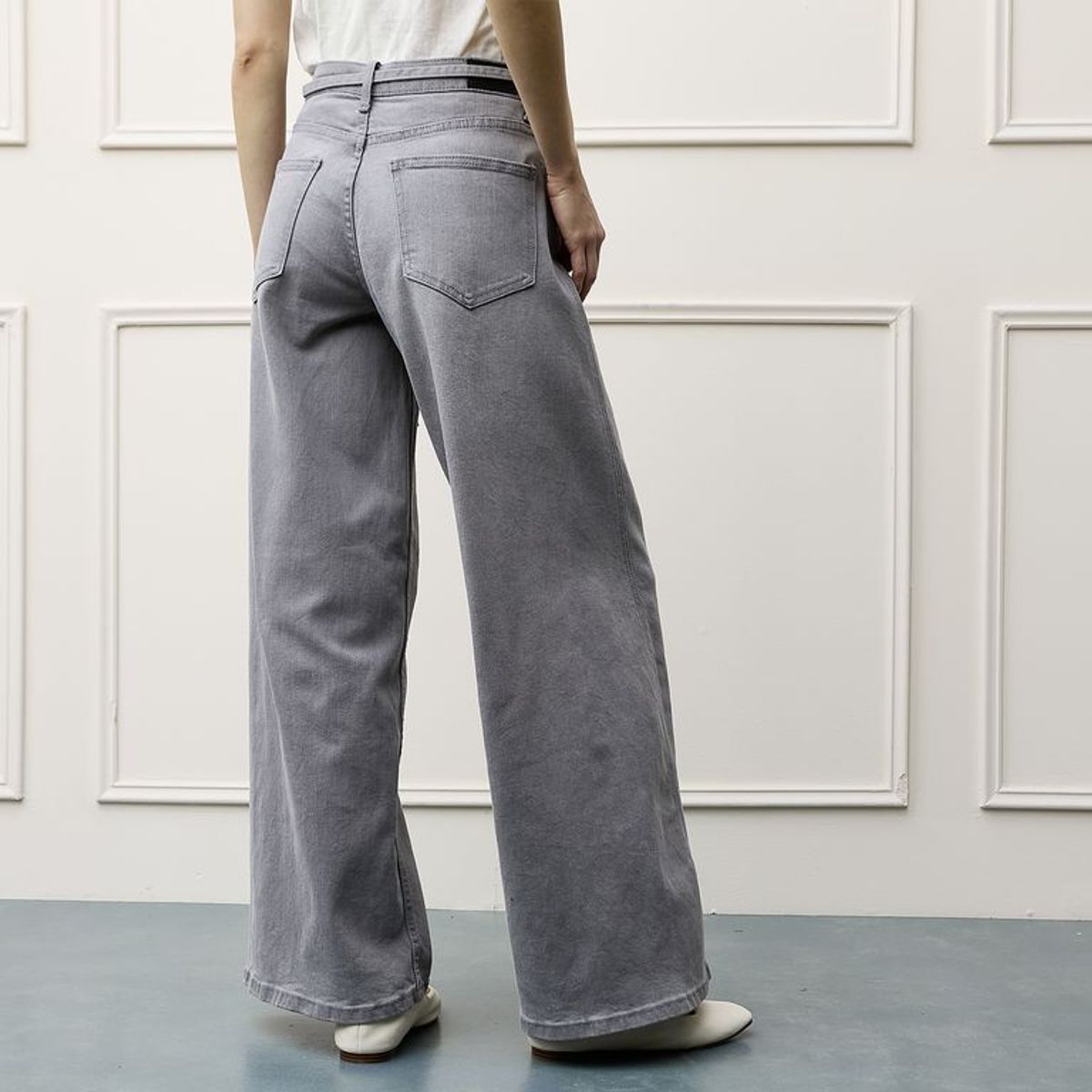 BASEMENT - Jean Wide leg Mujer Tiro medio de Algodón Basement