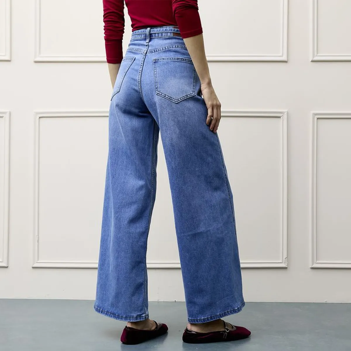 BASEMENT - Jean Wide leg Mujer Tiro medio de Algodón Basement