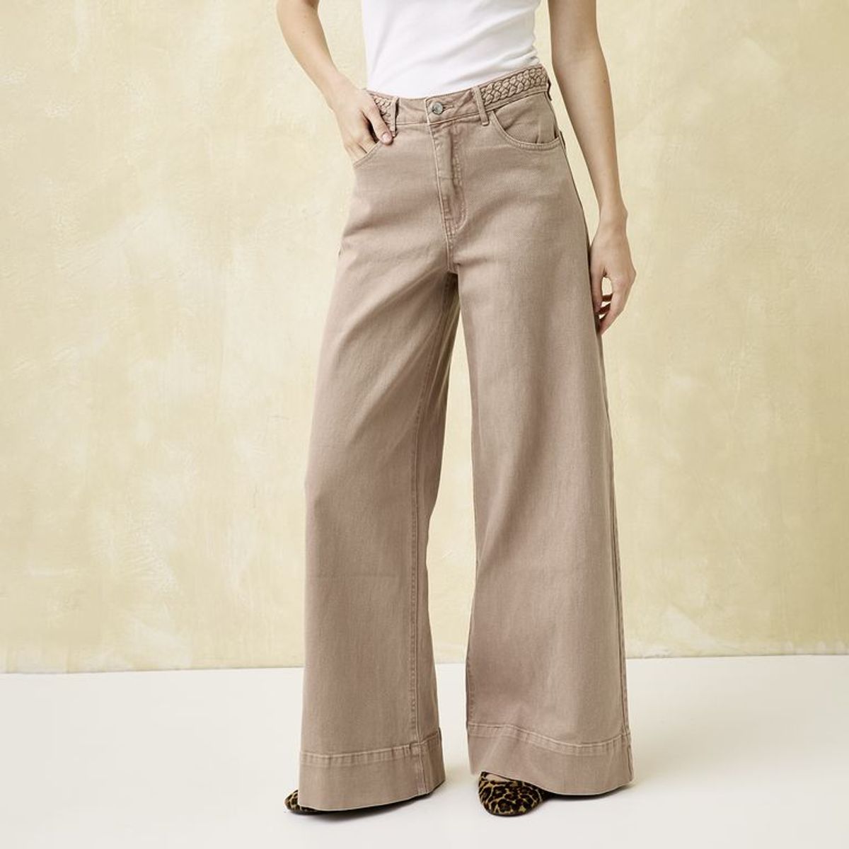 UNIVERSITY CLUB - Jean Wide leg Mujer Tiro medio de Algodón University club
