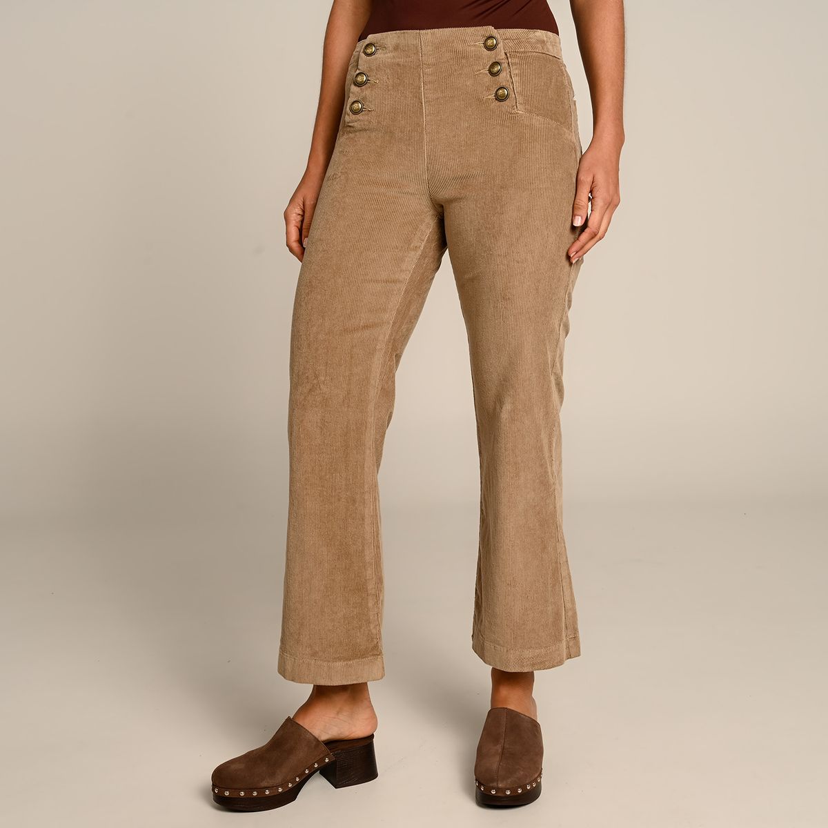 UNIVERSITY CLUB - Pantalón Wide Leg Mujer Tiro Medio de Algodón University Club
