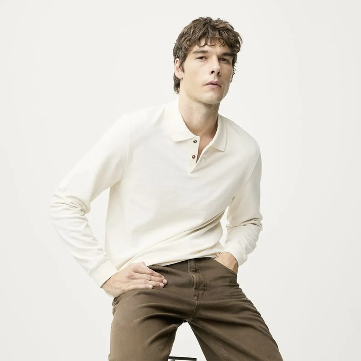 BASEMENT - Camiseta polo Hombre Manga larga de Algodón Basement