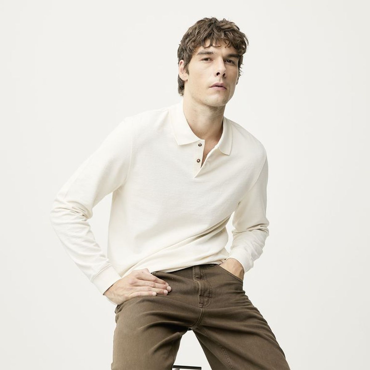 BASEMENT - Camiseta polo Hombre Manga larga de Algodón Basement