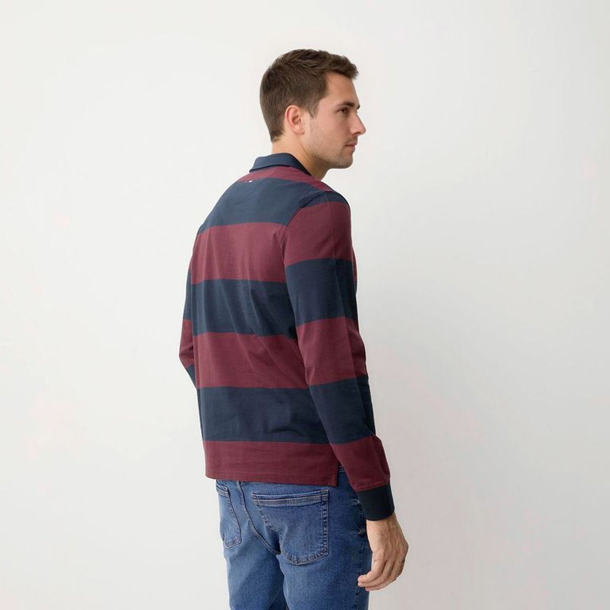 UNIVERSITY CLUB - Camiseta polo Hombre Manga larga de Rayas de Algodón University Club