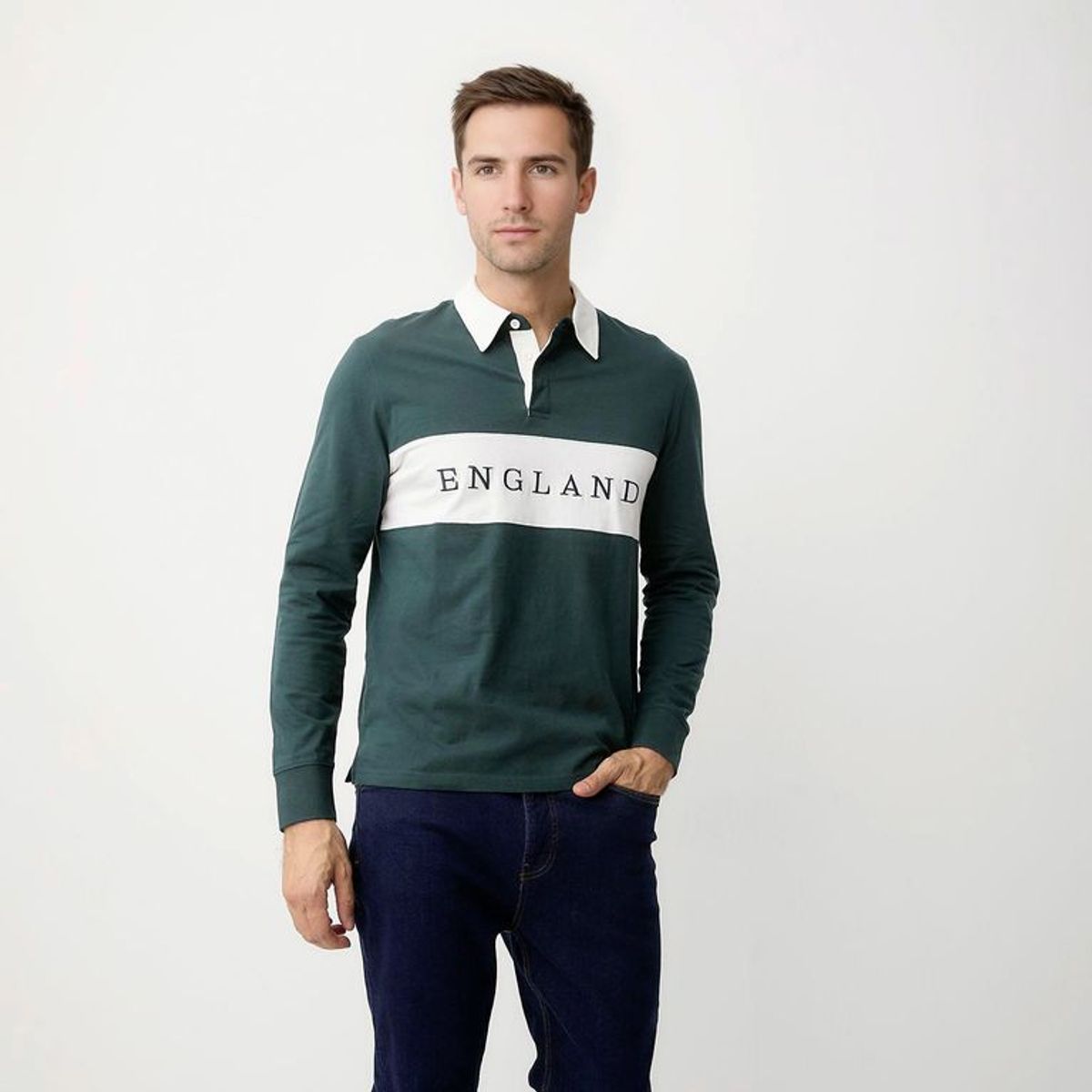 UNIVERSITY CLUB - Camiseta polo Hombre Manga larga de Rayas de Algodón University Club
