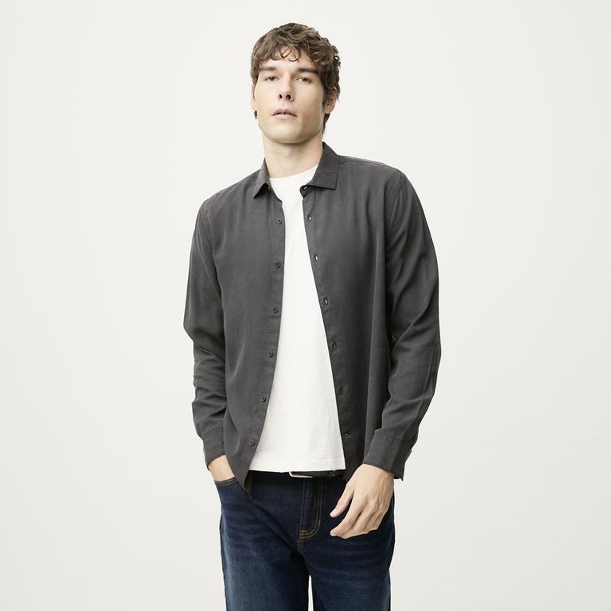 BASEMENT - Camisa Hombre Manga Larga Basement