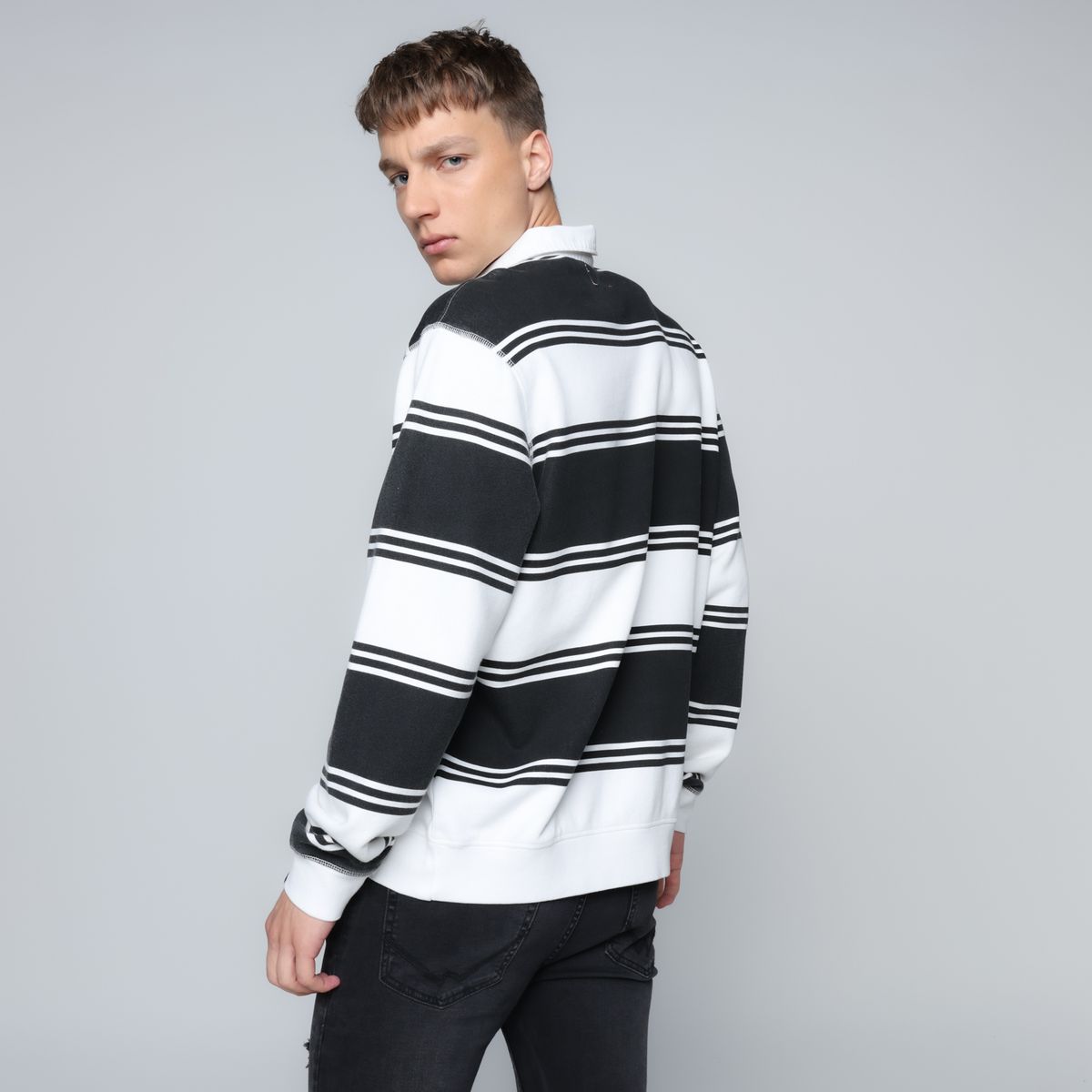 DENIMLAB - Poleron Hombre De Rayas De Algodón Denimlab