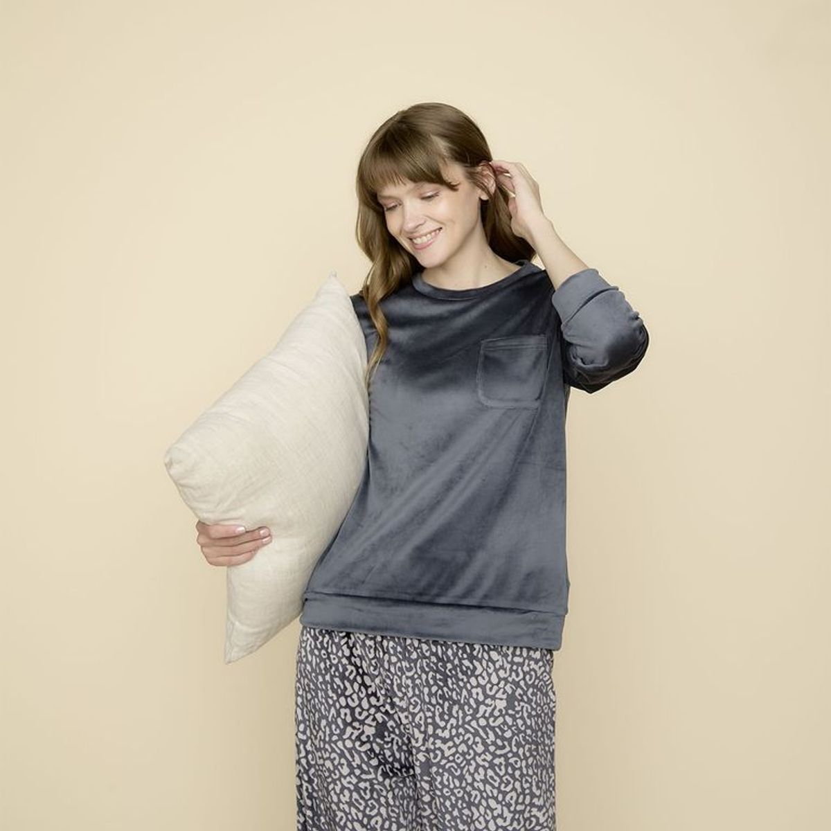 BLU - Camiseta de pijama para Mujer Manga larga Blu 
