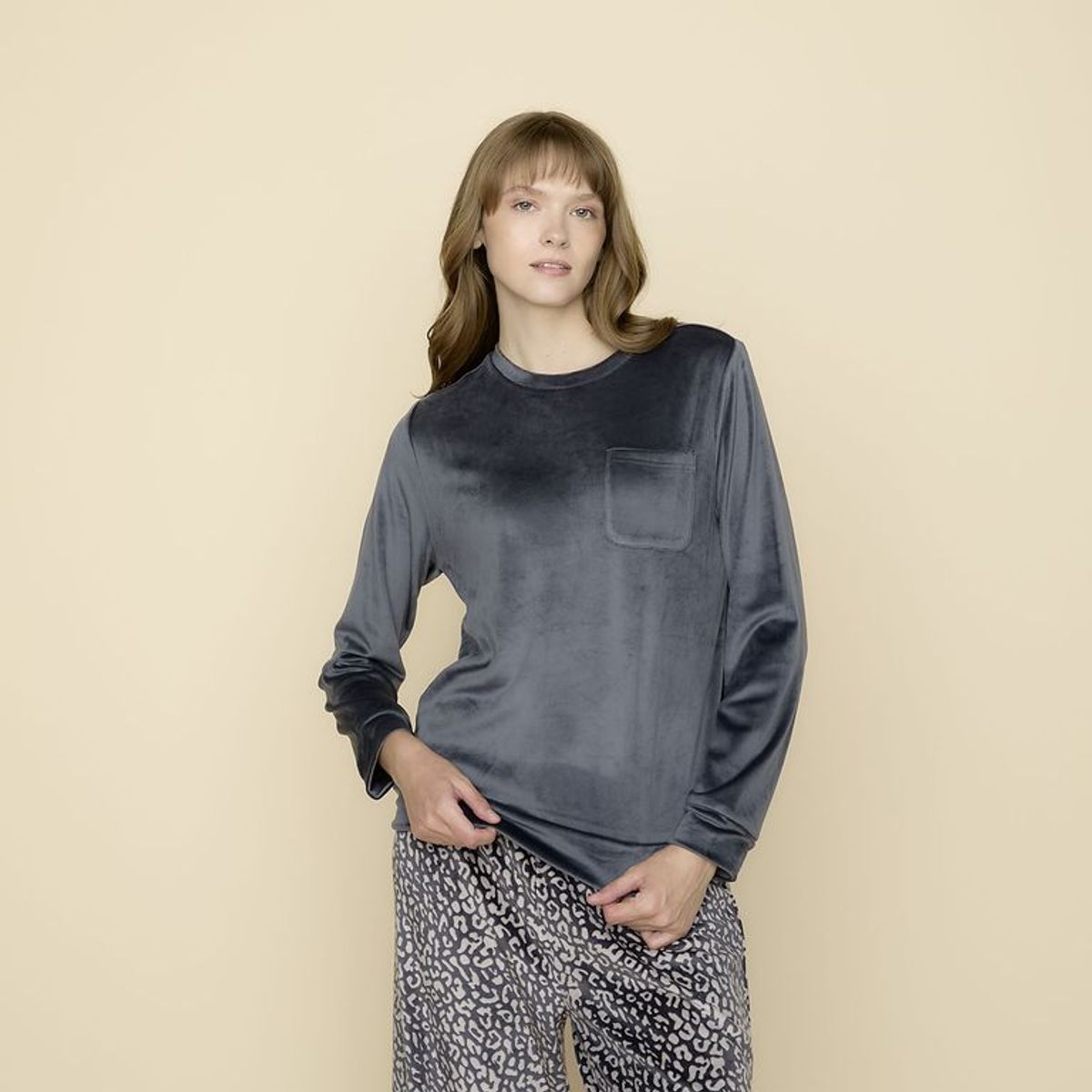 BLU - Camiseta de pijama para Mujer Manga larga Blu 