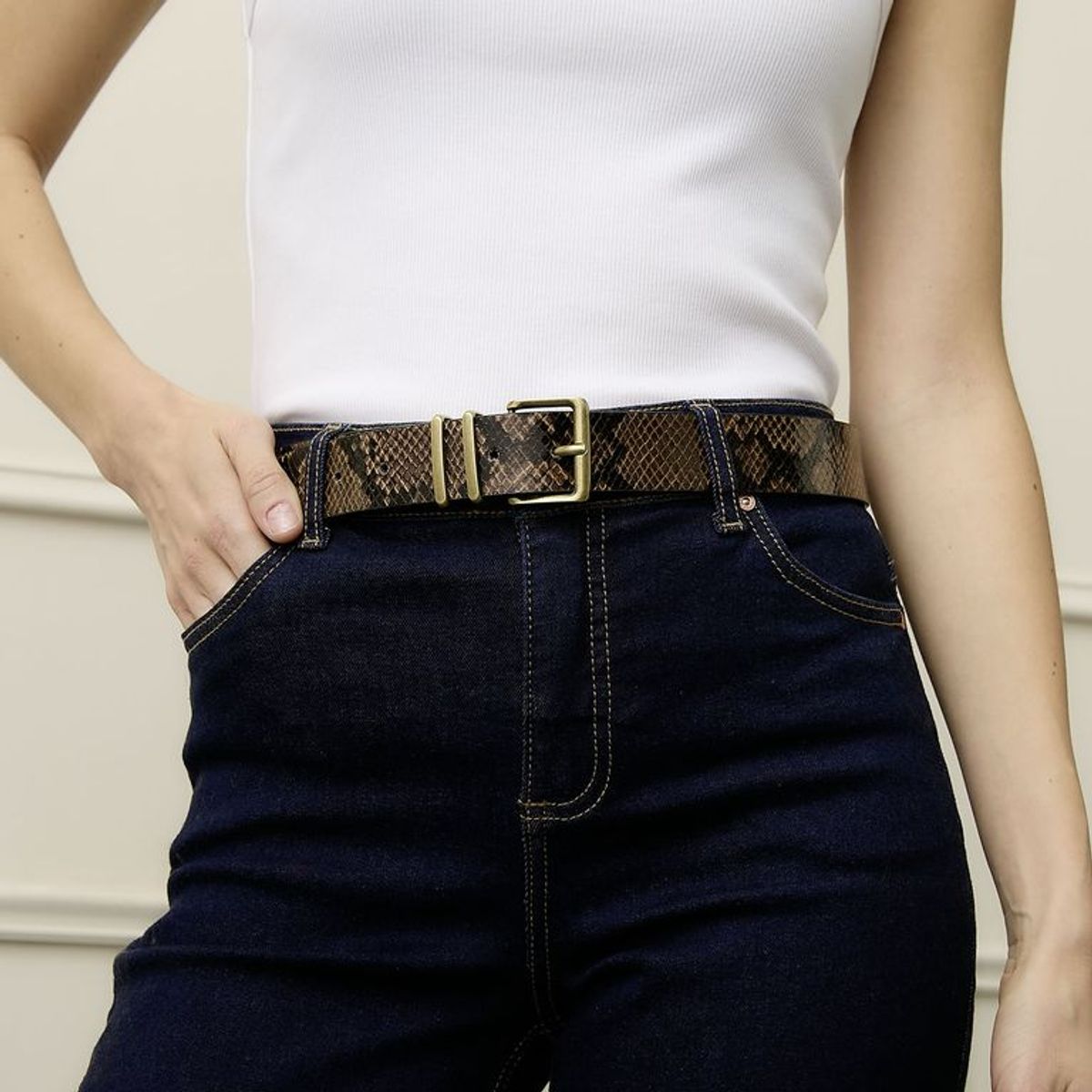 BASEMENT - Cinturón Sintet CIB2050AI2 BLACK CROCO M/L