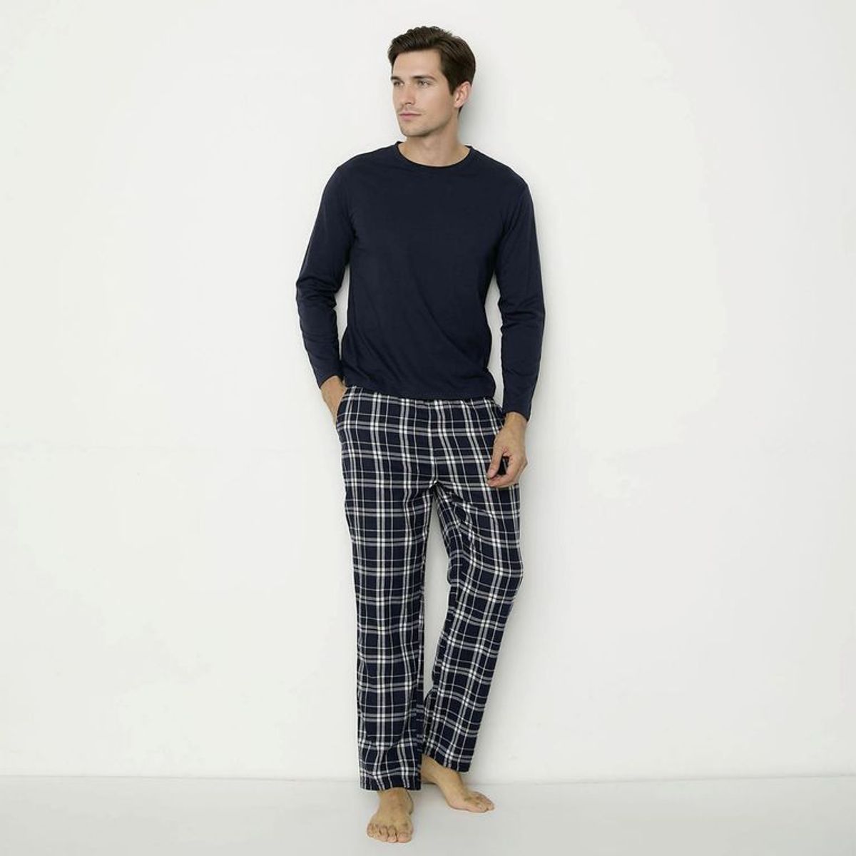 NEWPORT - Pijama Hombre Largo Manga larga de Cuadros de Algodón Newport