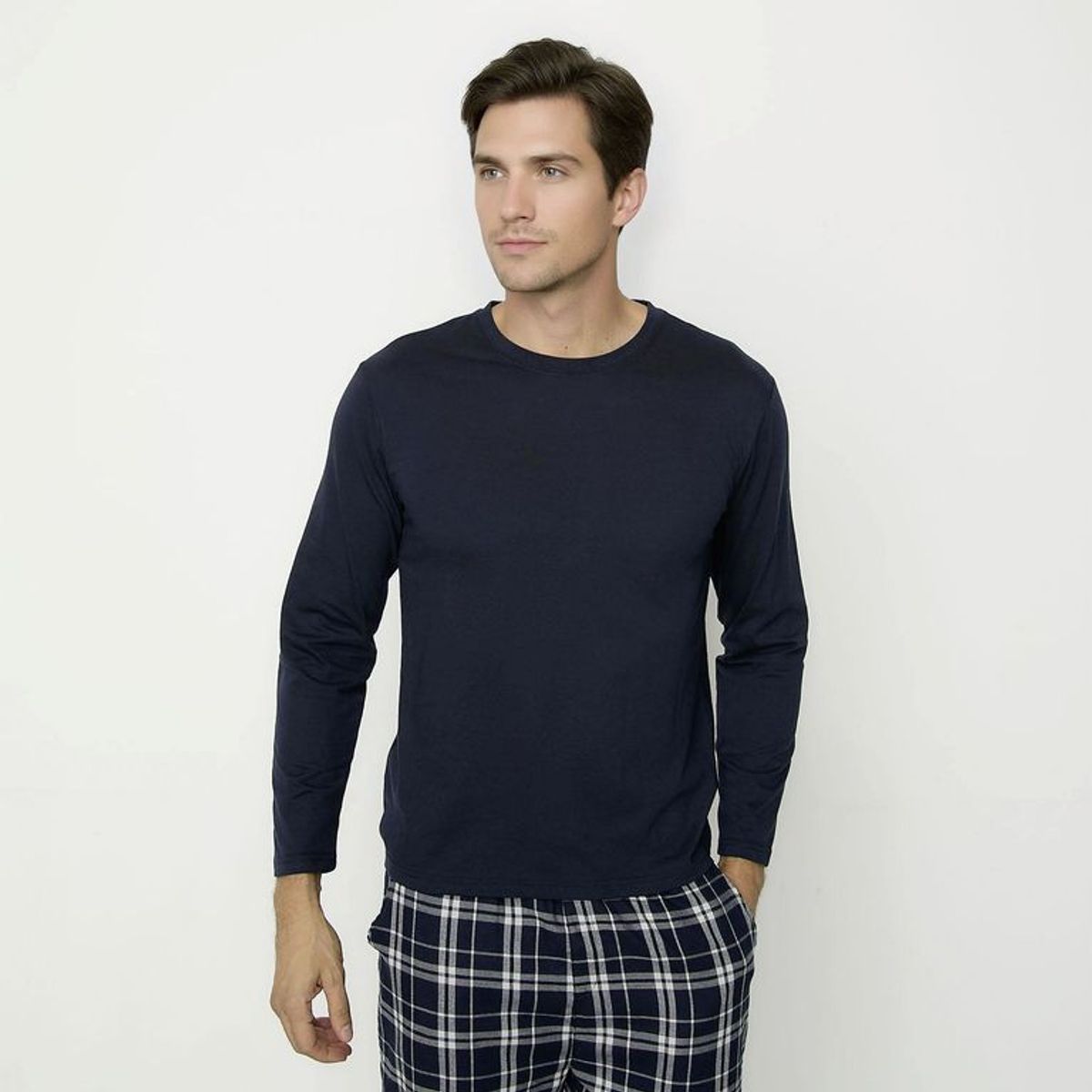 NEWPORT - Pijama Hombre Largo Manga larga de Cuadros de Algodón Newport