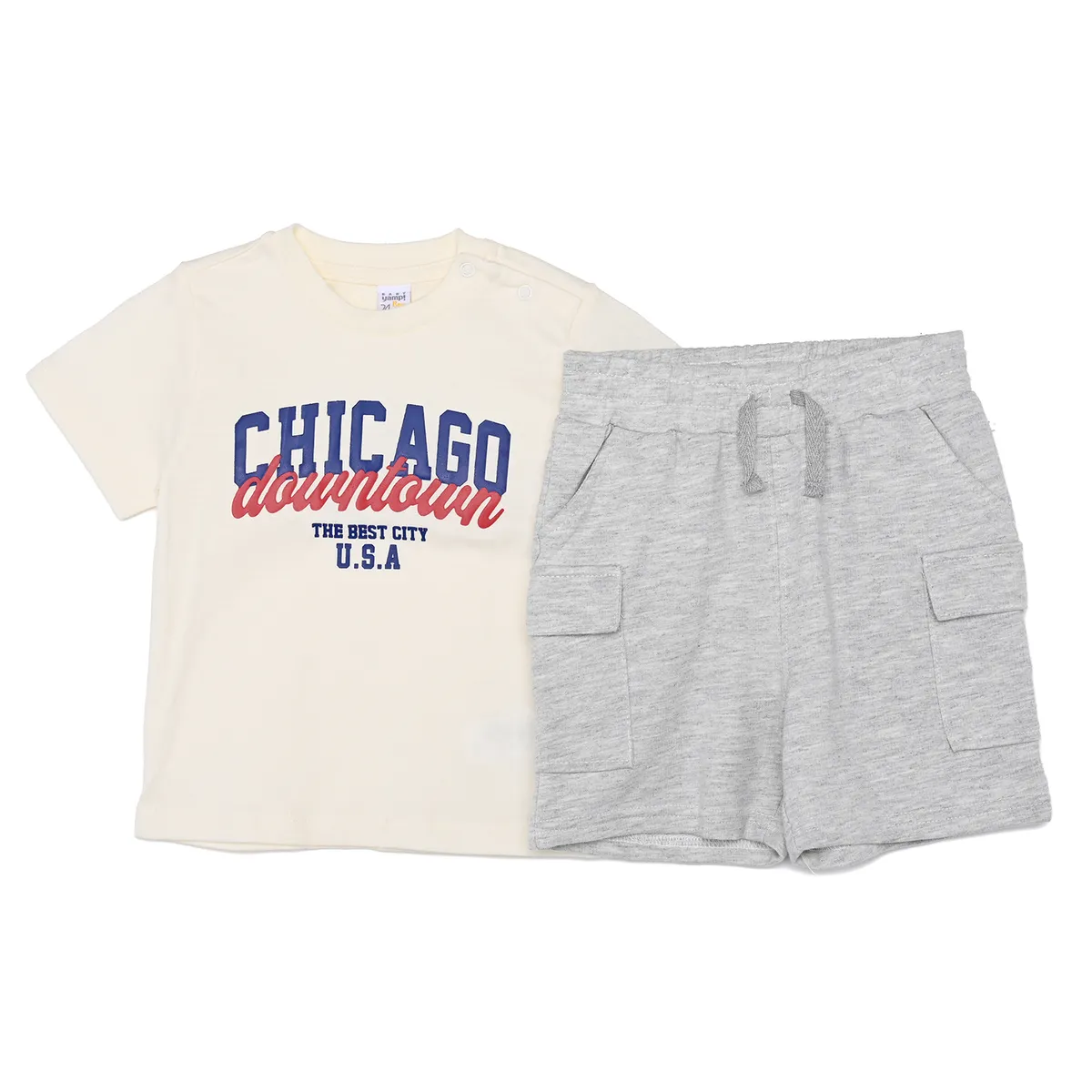 YAMP - Conjunto Camiseta Manga corta + Short para Bebé niño en Algodón Yamp