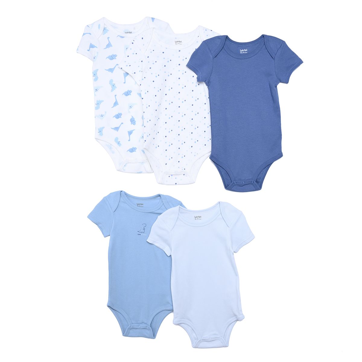 YAMP - Bodie para Bebé niño Pack de 5 de Algodón Yamp