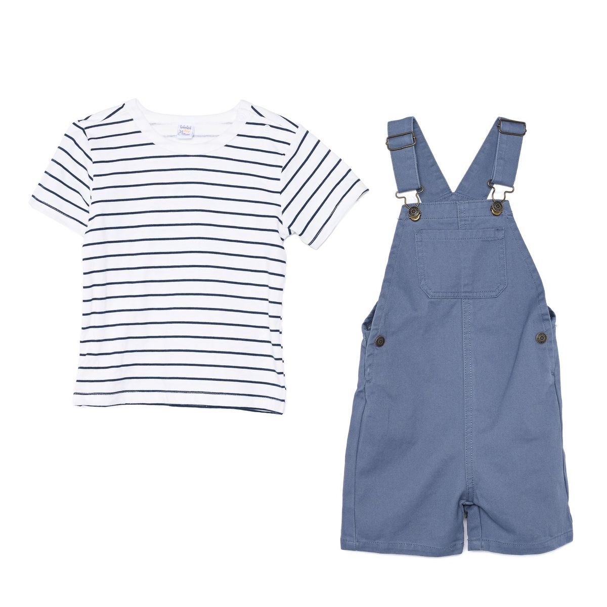 YAMP - Conjunto Overol + Camiseta manga corta para Bebé niño en Algodón Yamp