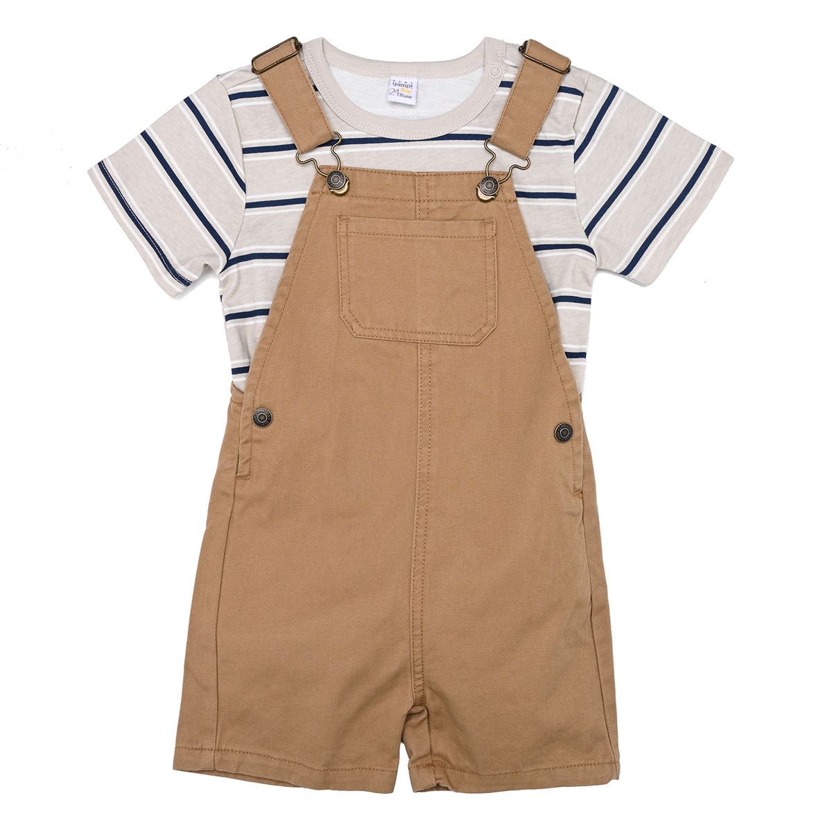 YAMP - Conjunto Overol + Camiseta manga corta para Bebé niño en Algodón Yamp