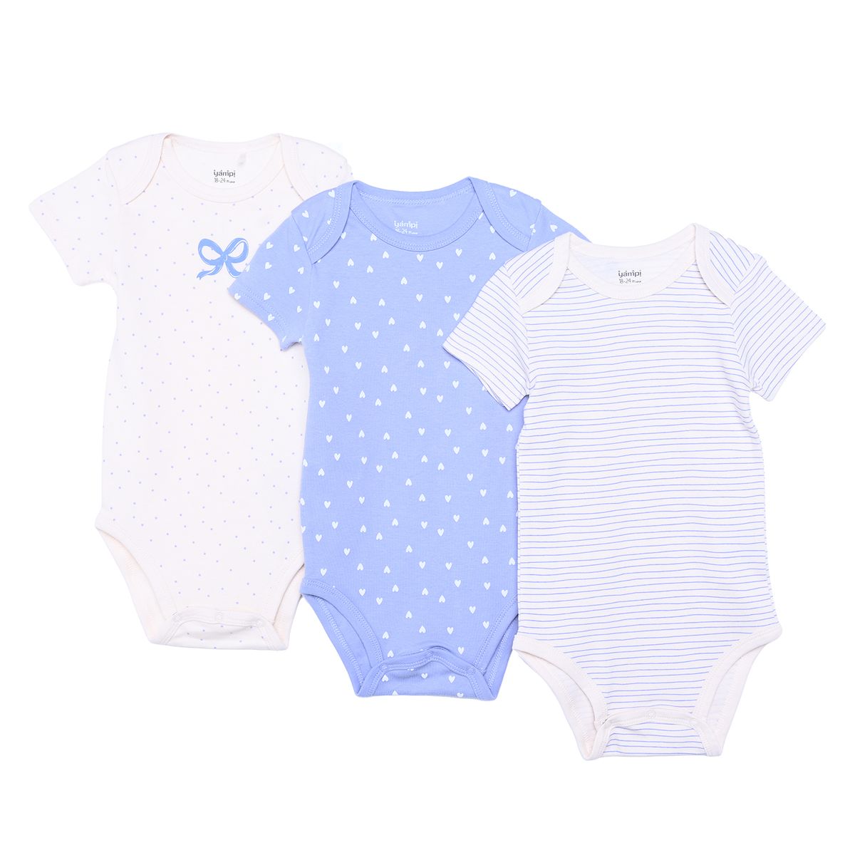 YAMP - Bodie para Bebé niña Pack de 3 de Algodón Yamp