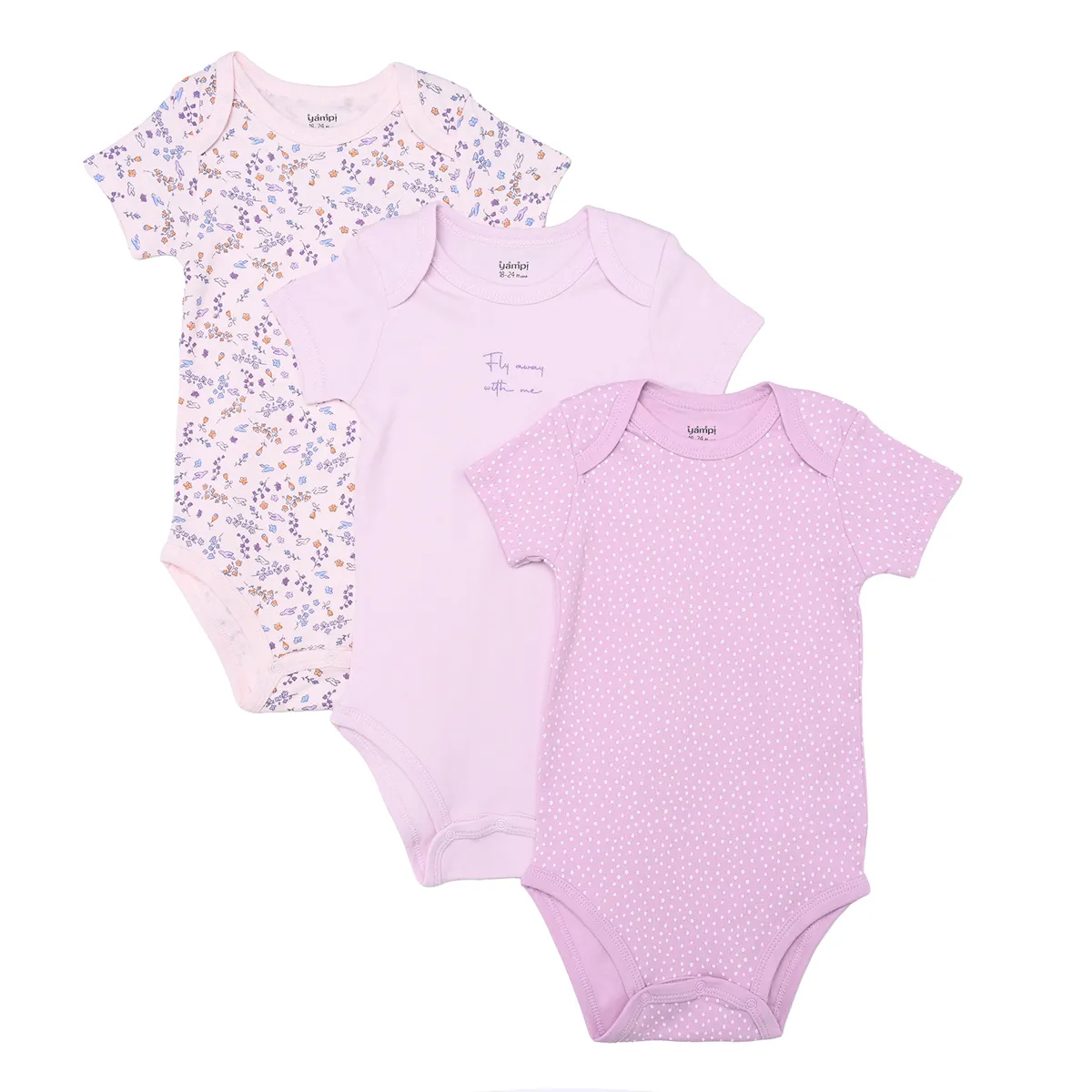 YAMP - Bodie para Bebé niña Pack de 3 de Algodón Yamp