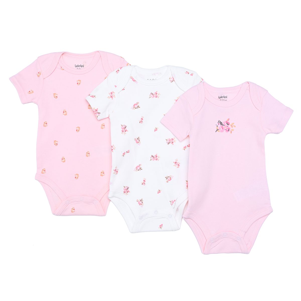 YAMP - Bodie para Bebé niña Pack de 3 de Algodón Yamp