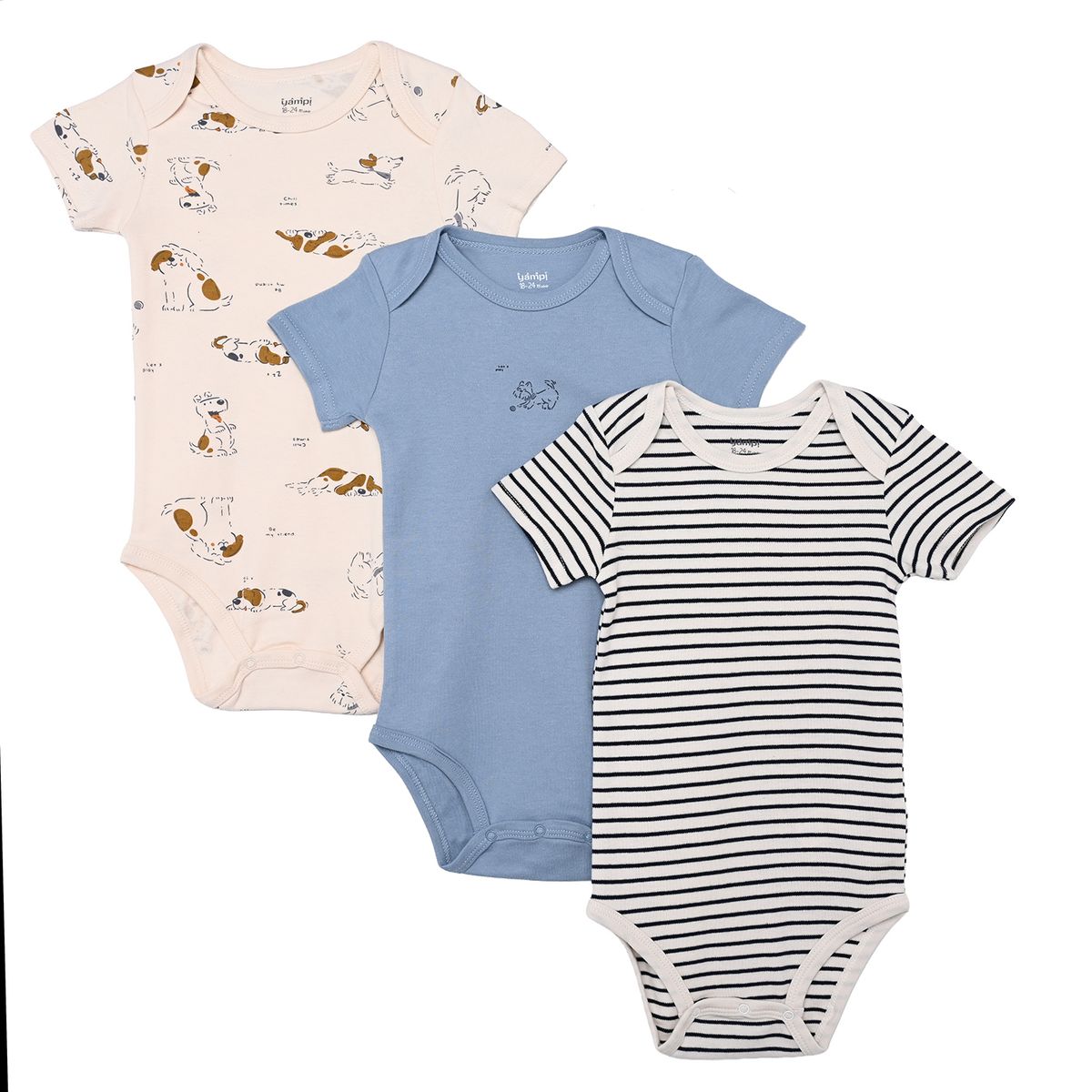 YAMP - Bodie para Bebé niño Pack de 3 de Algodón Yamp
